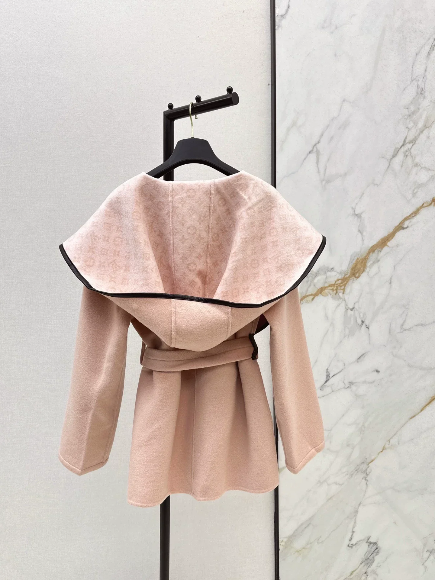 Double sided wearable classic wrap style short hooded jacket