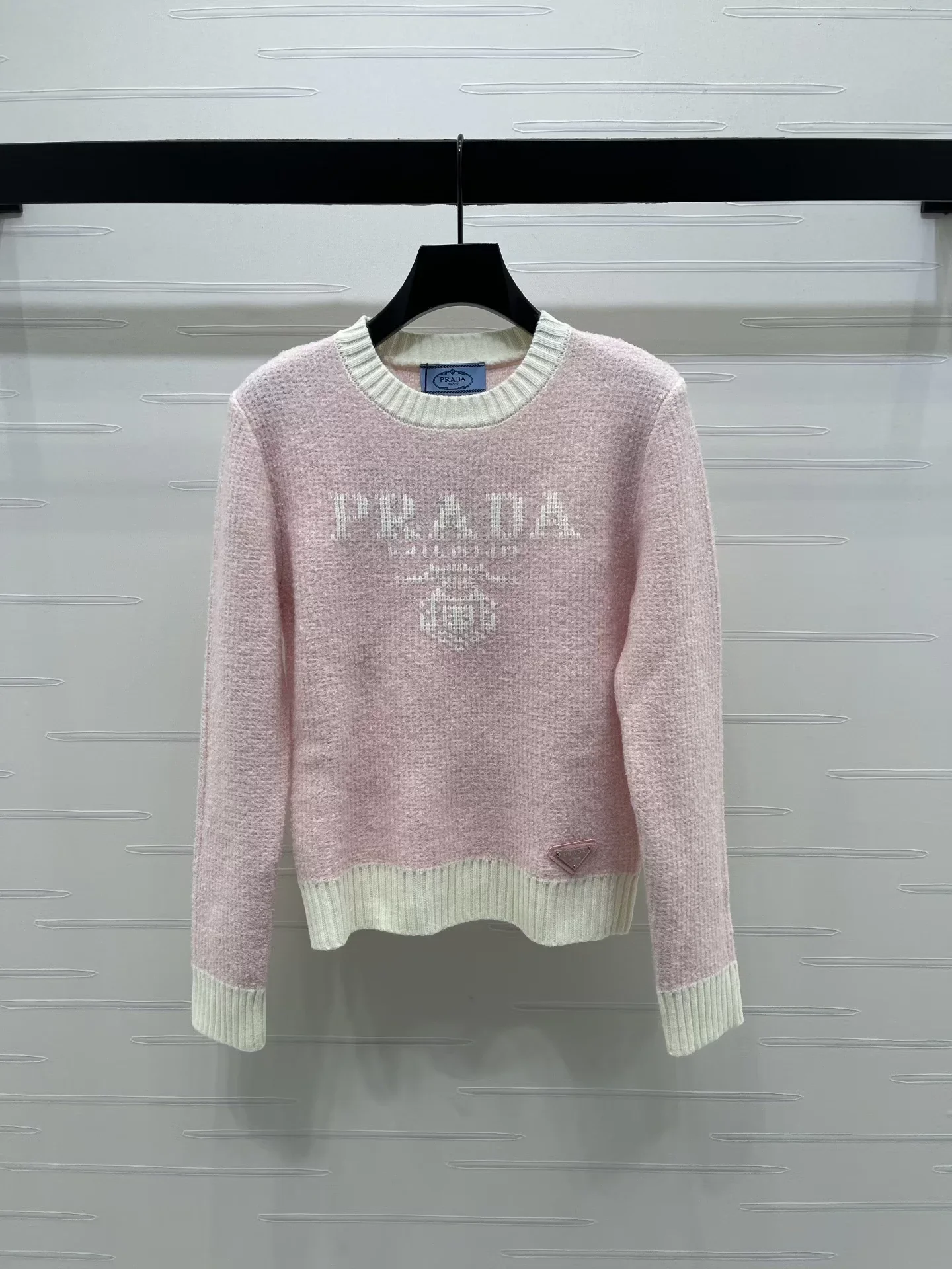 Color blocked letter pullover sweater