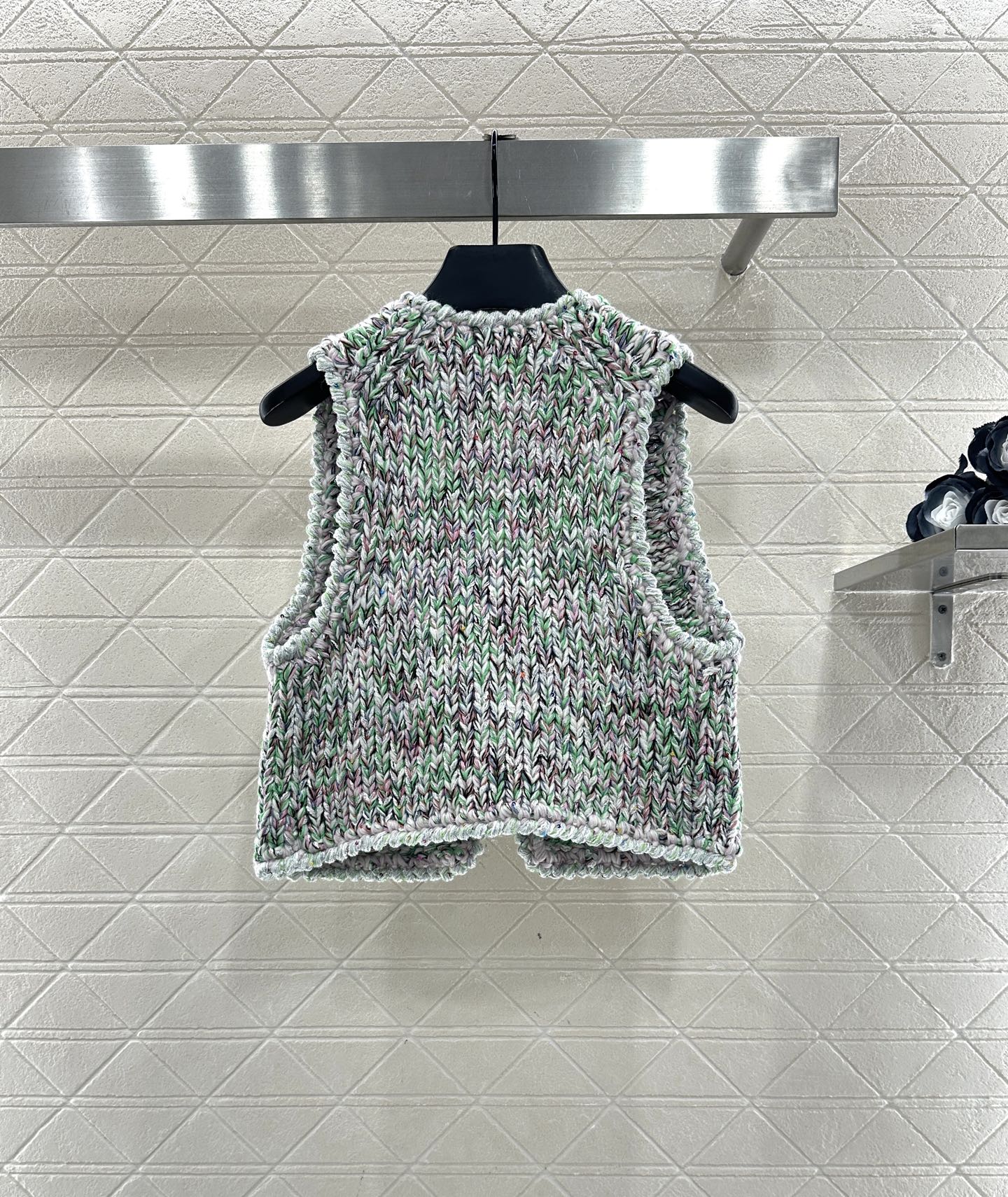 Handmade edge tied knitted vest