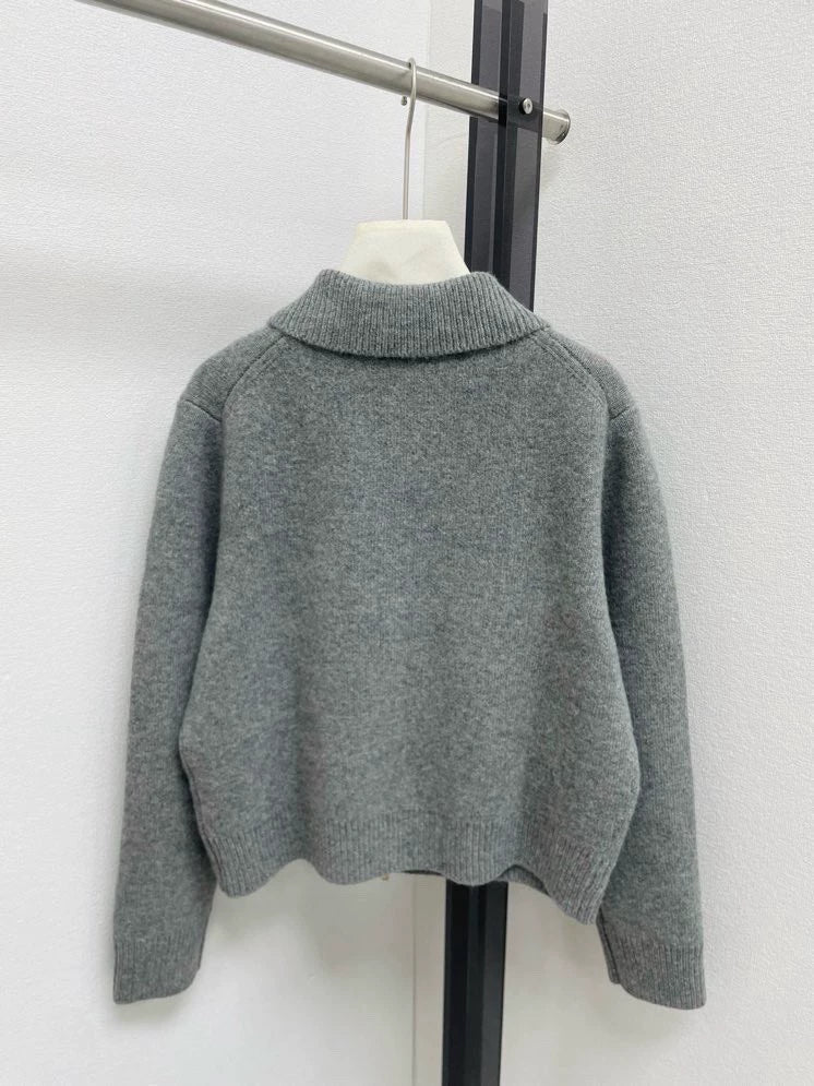 Wool zipper cardigan