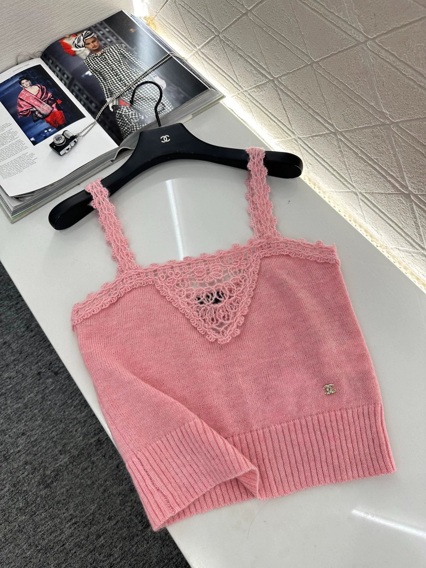 Openwork Lace Knit Vest