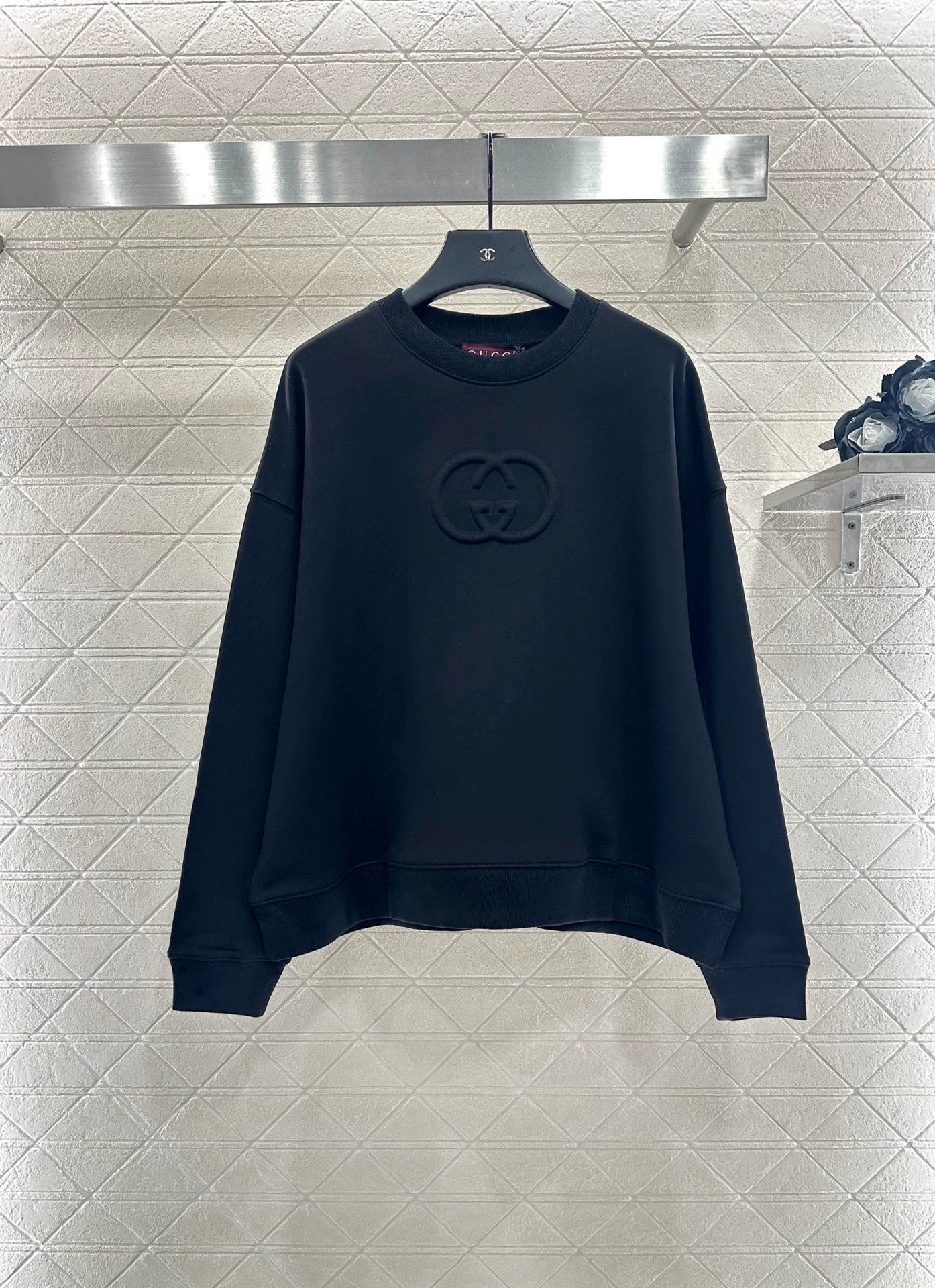 25fw Round neck three-dimensional logo hoodie