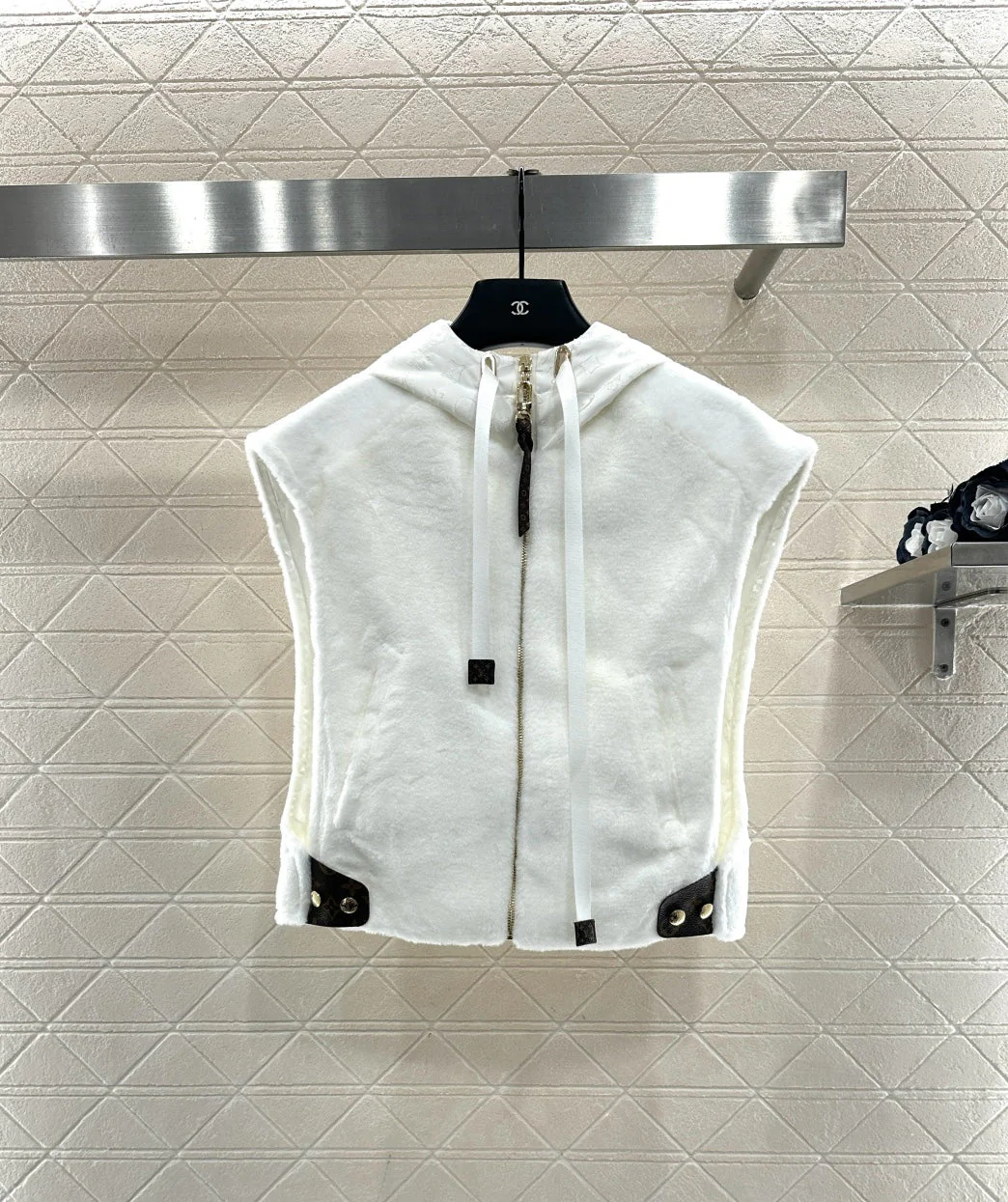 Hooded plush camisole vest