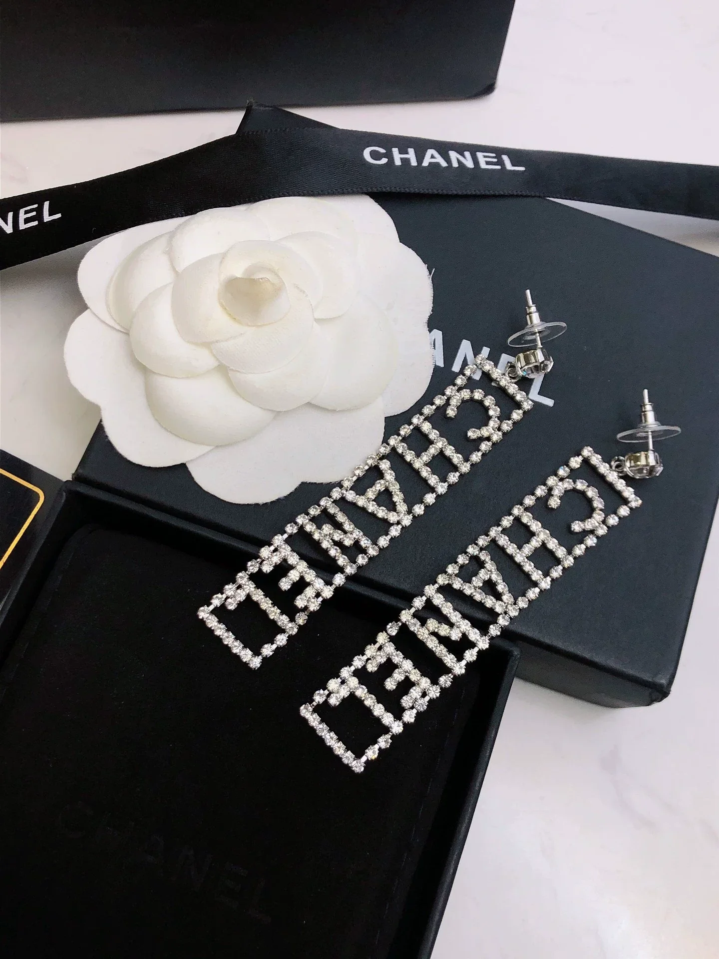 Letter rhinestone earrings