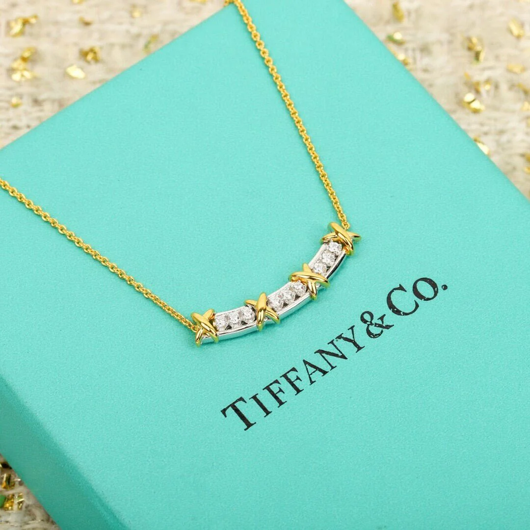 Classic Cross Diamond-Inlaid Smile Necklace