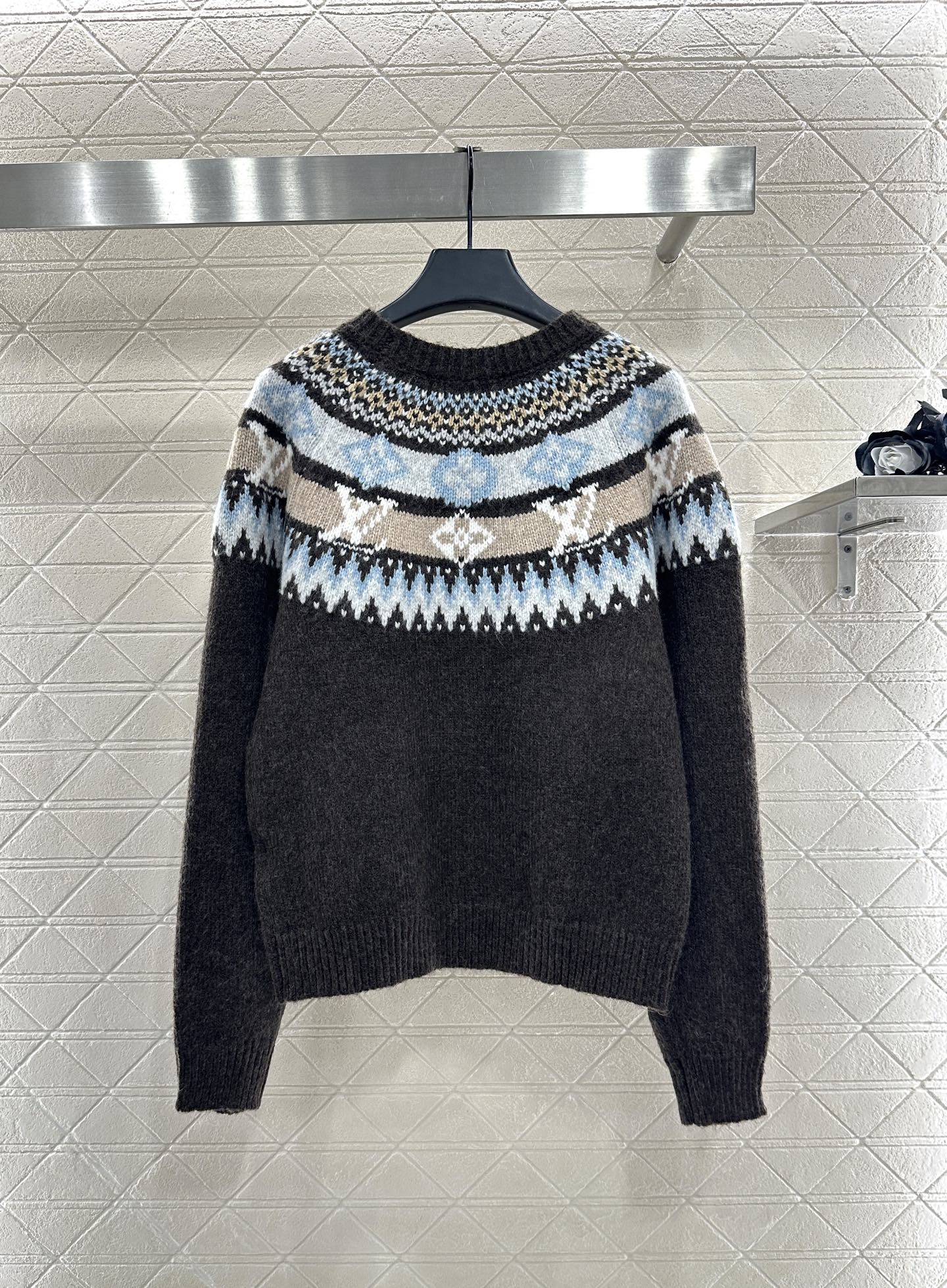 Heavy industry crochet round neck pullover sweater