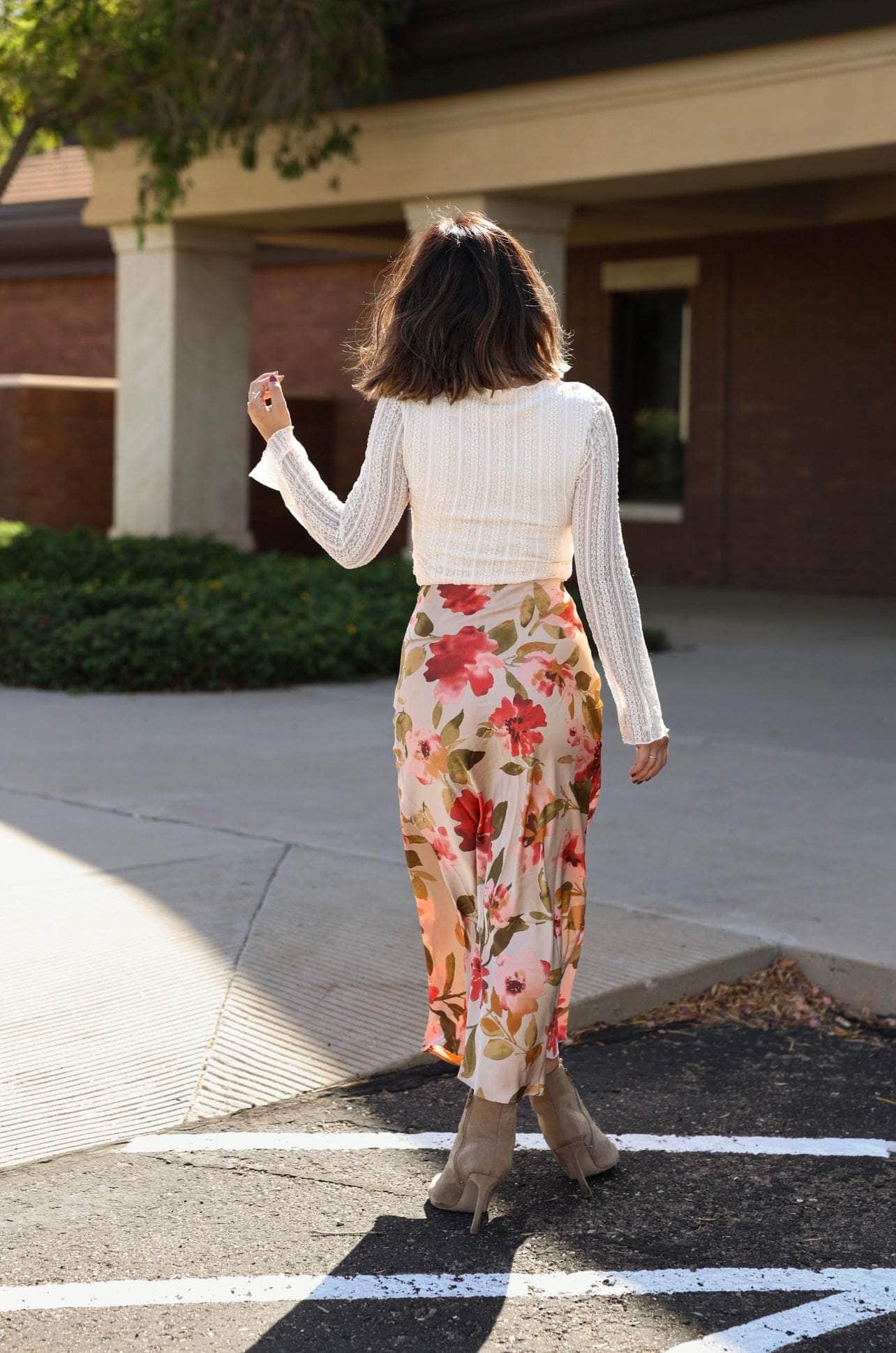 Season Blooms Satin Skirt