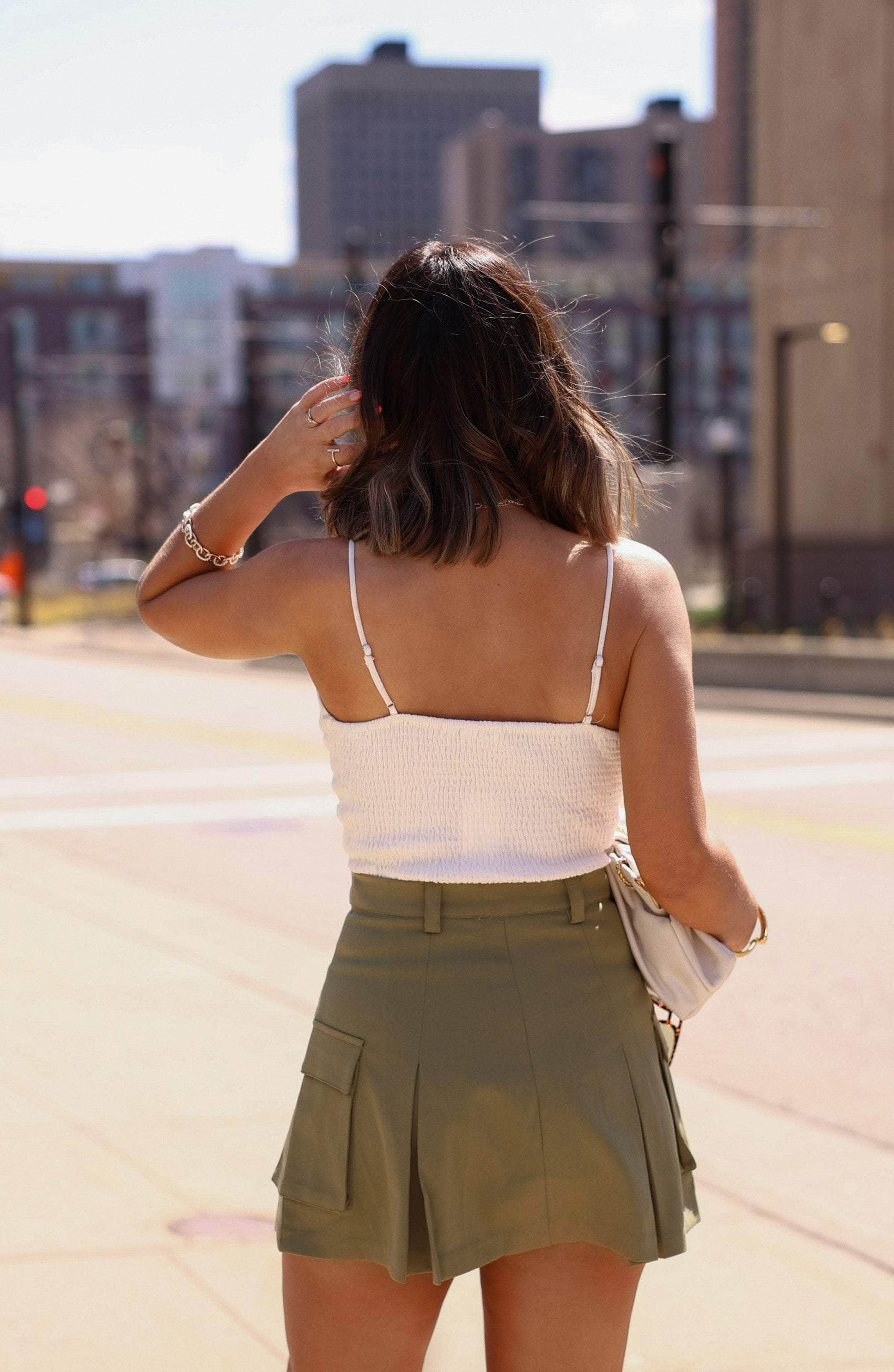 Olive Mini Utility Skirt