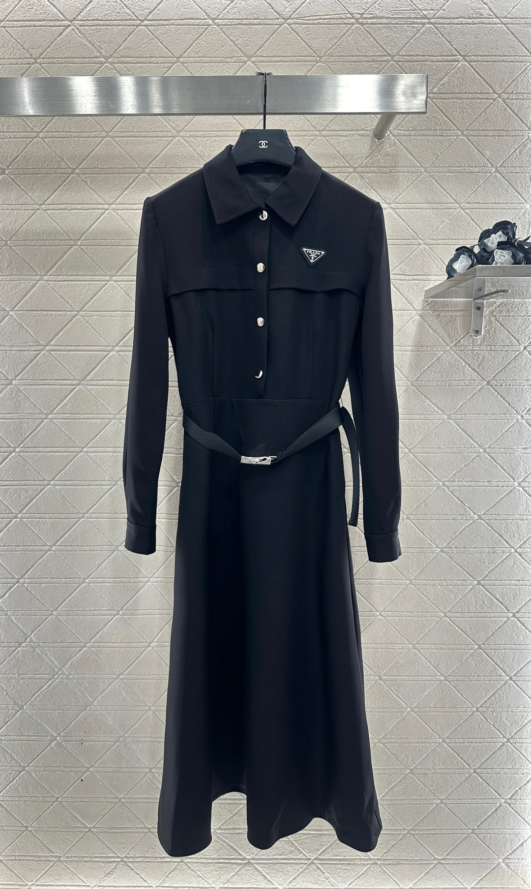 Located Shirt Dress with Belt