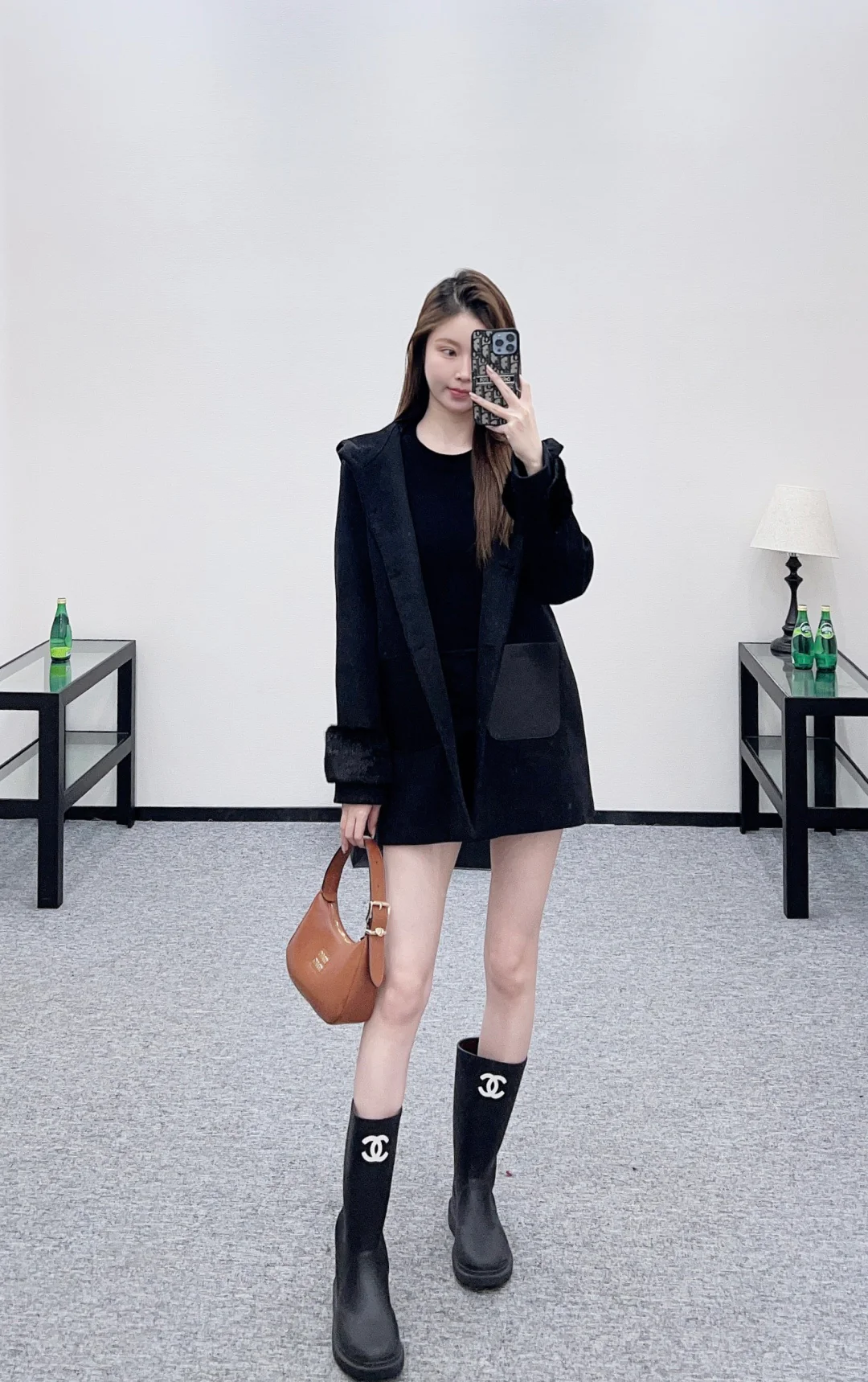 Hooded Fur-Sleeved Jacket