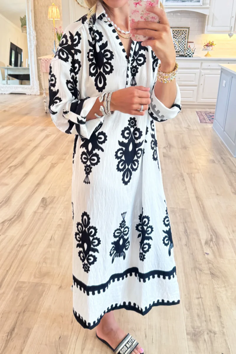 Ethnic Style Print Midi Dress