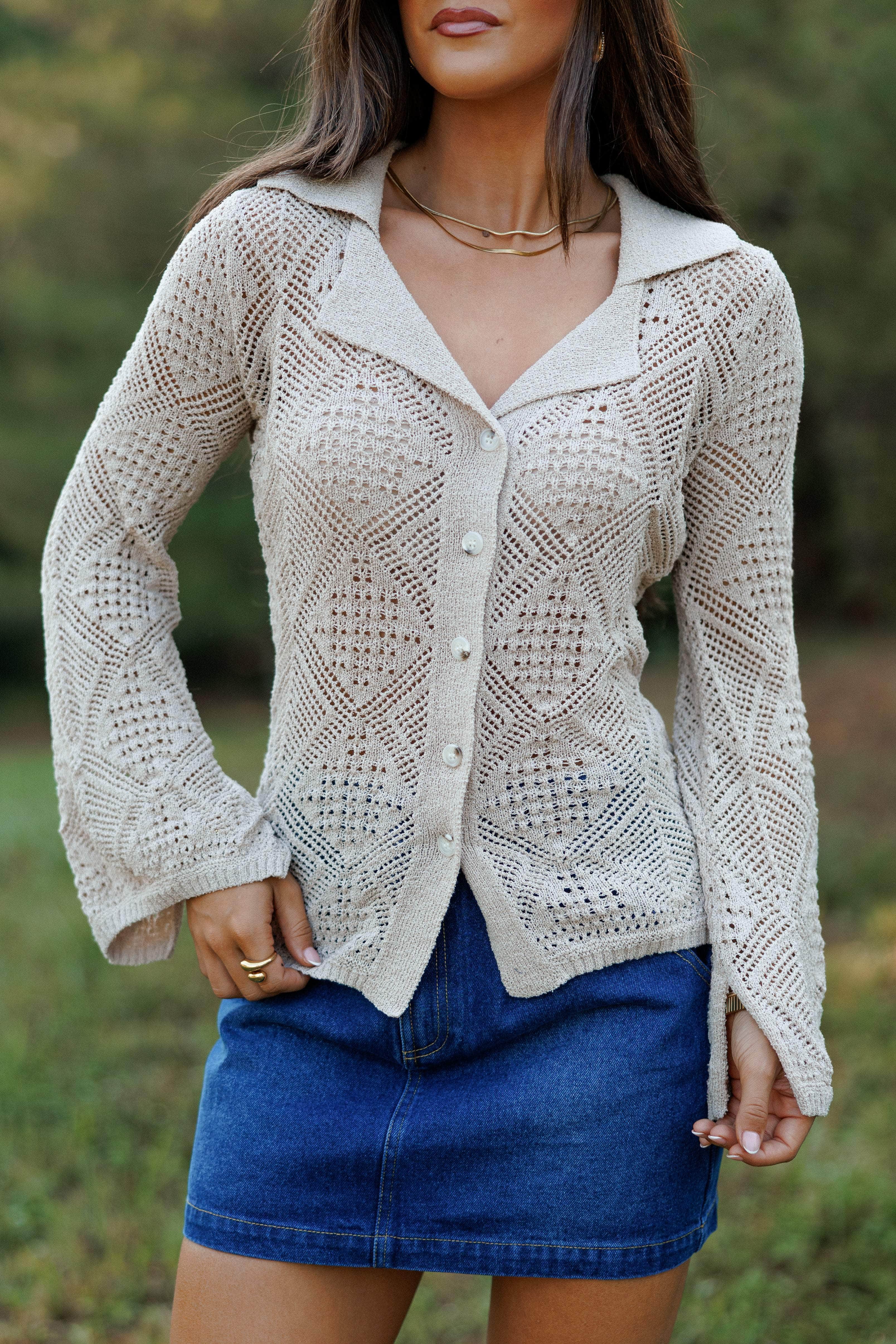 Through The Grid Knit Top