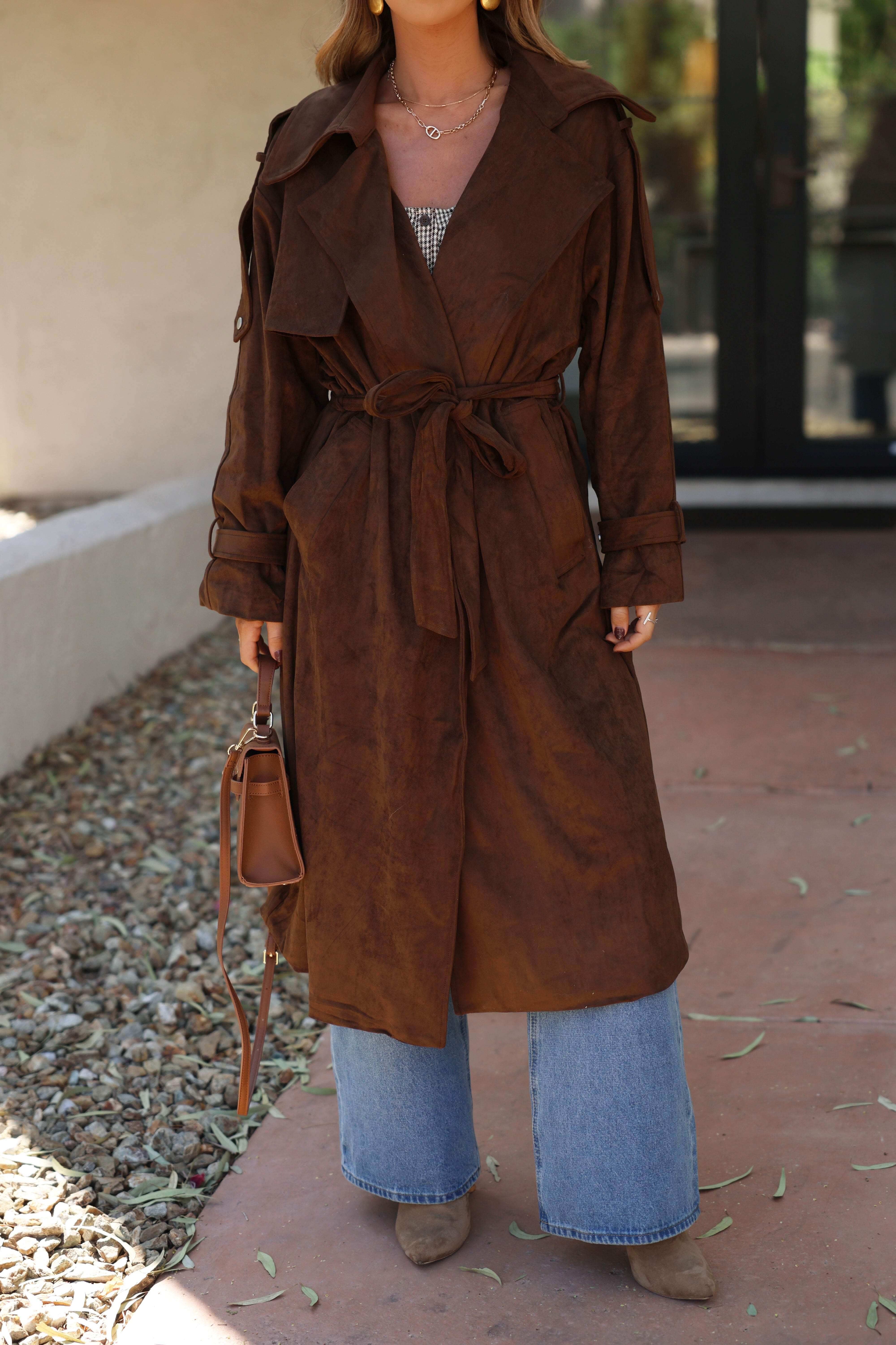 [Pre-Order!] Chocolate Suede Trench Coat