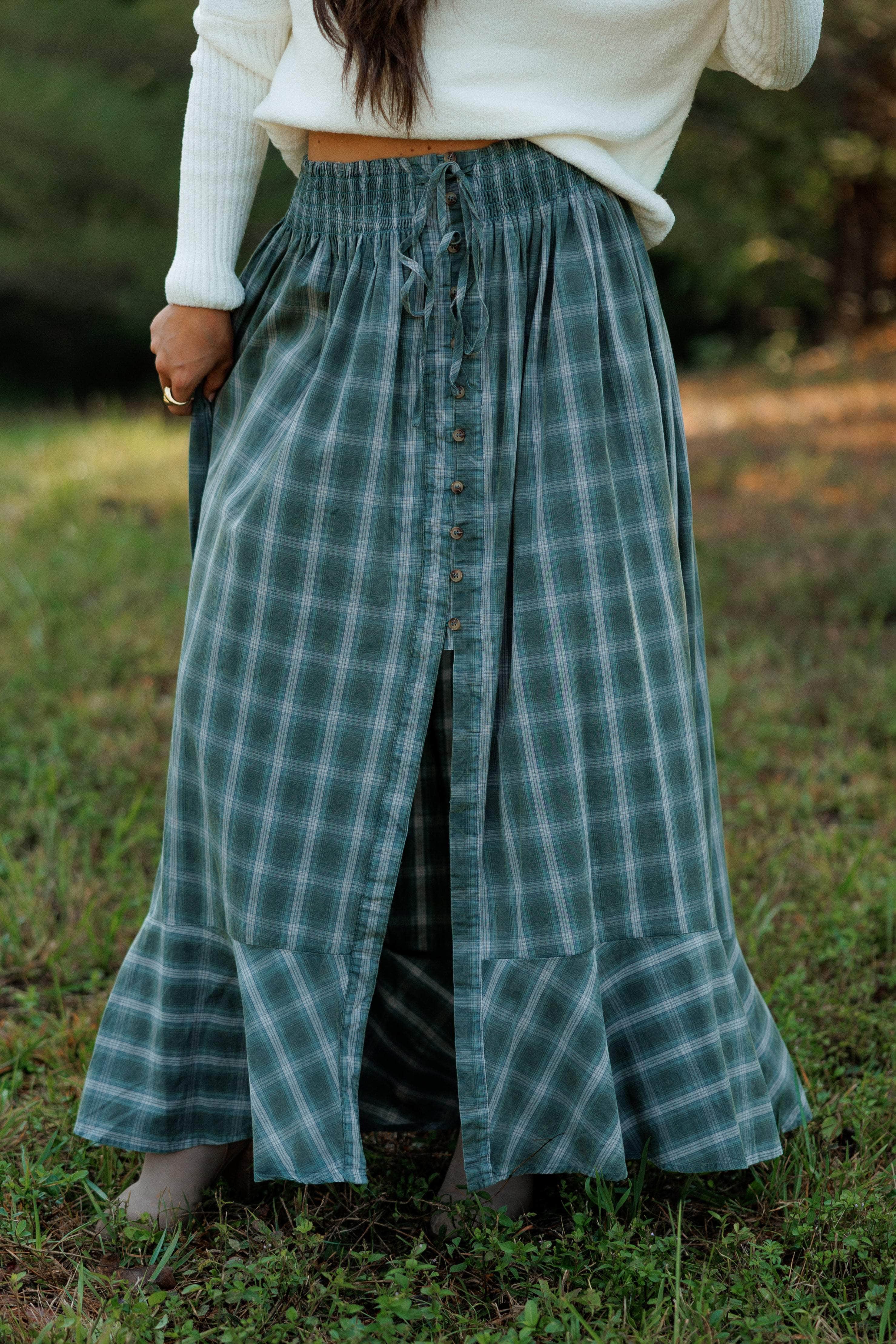 [Pre-Order!] Plaid Cotton Maxi Skirt