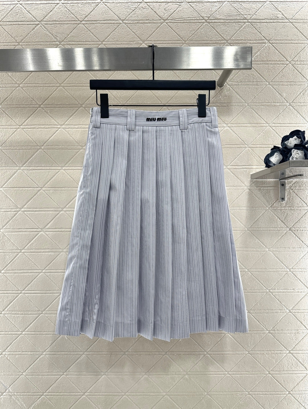 Striped Midi Pleated Skirt