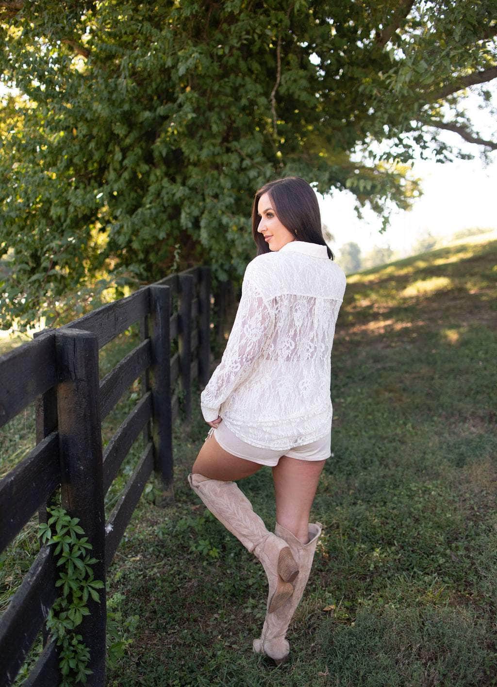 Boho Rodeo Floral Lace Shirt