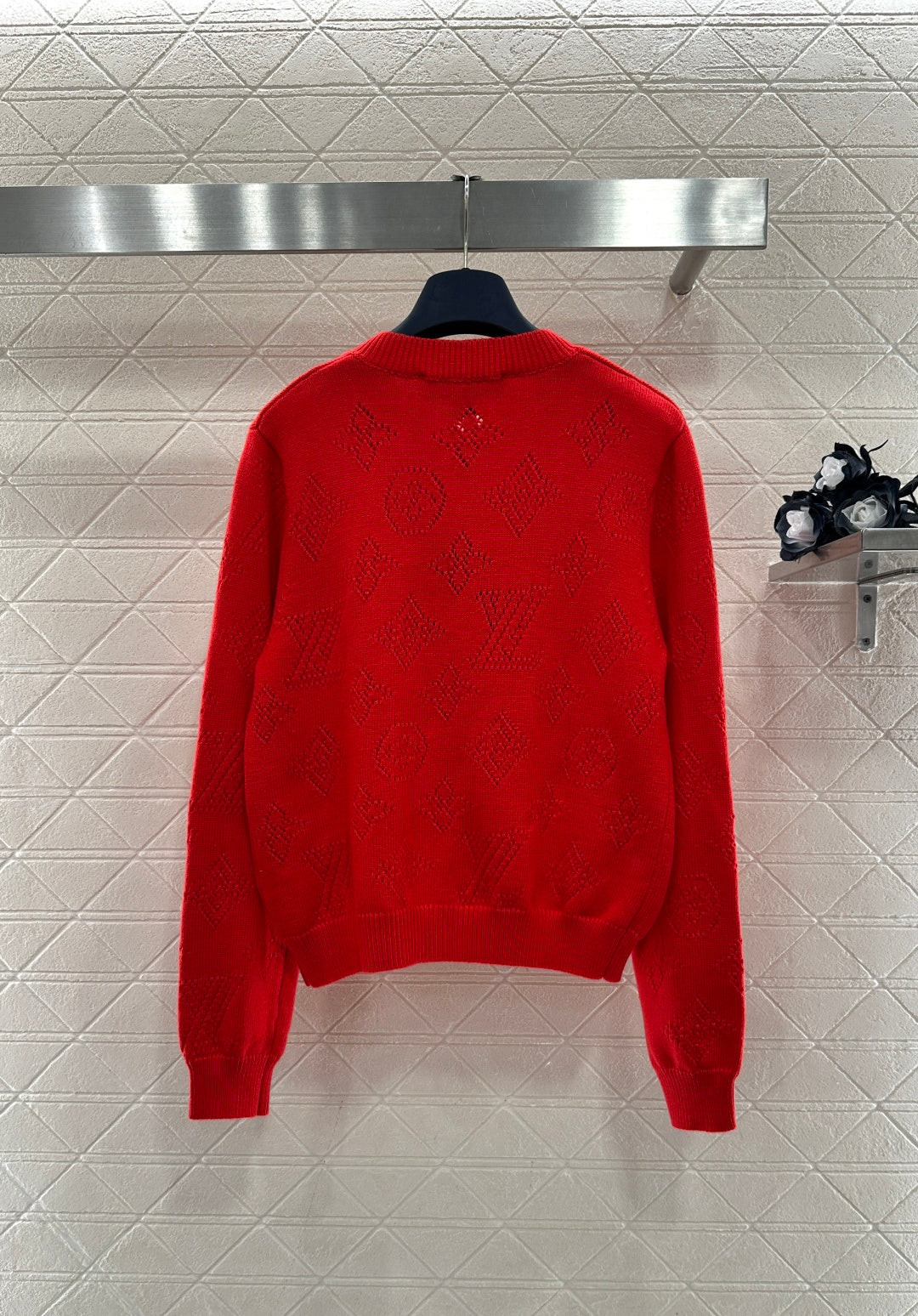 Jacquard Openwork Logo Cardigan