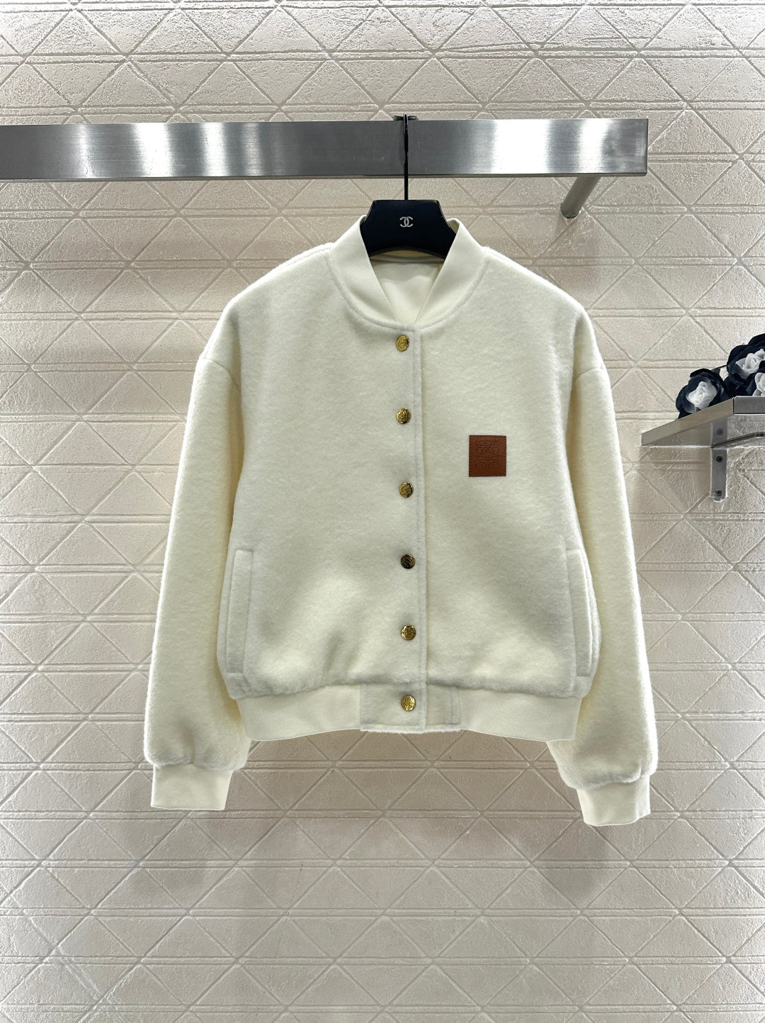 Short-pile Leather Label Casual Jacket