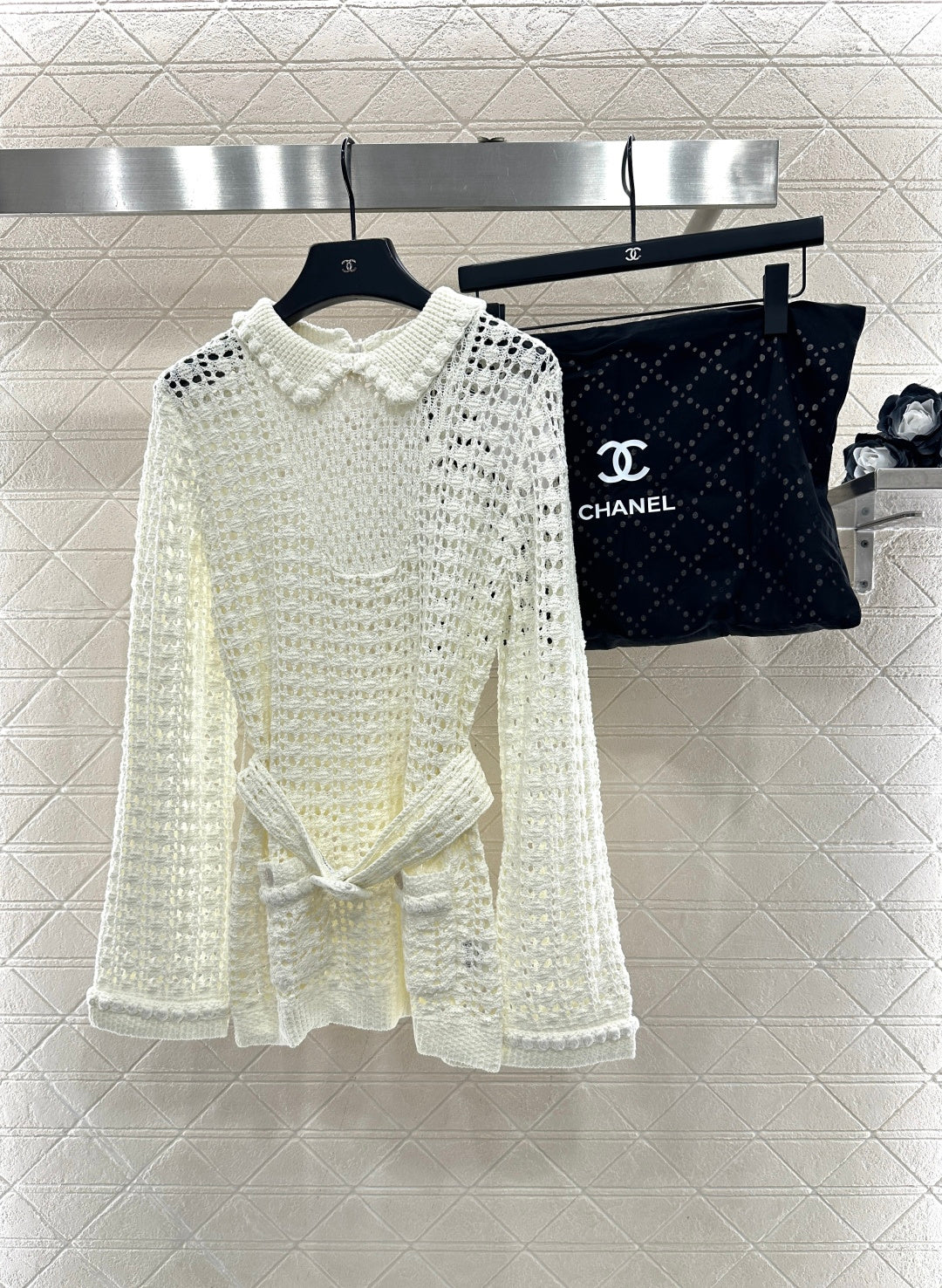 Collared Waist-Defining Sweater Cover-Up