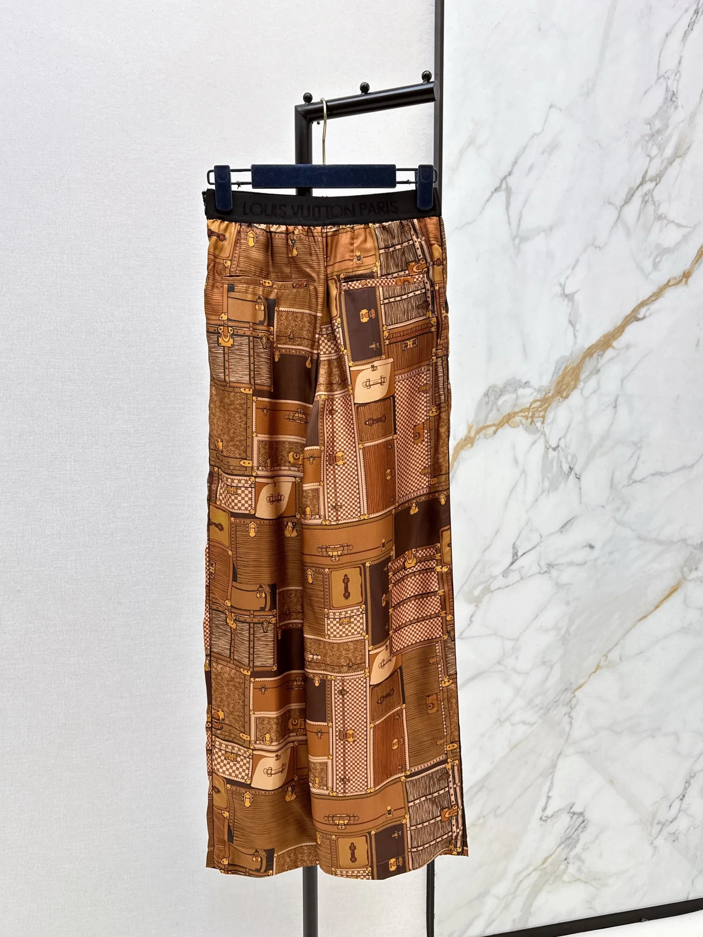 Printed Silk Straight Leg Pants