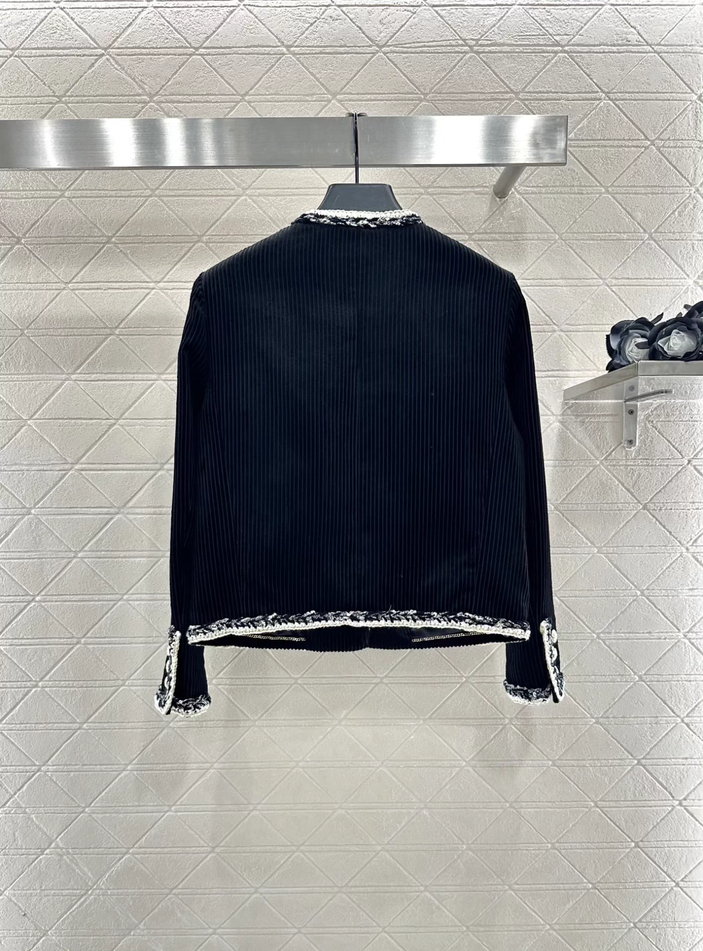 25fw Color blocking tied edge corduroy dress jacket