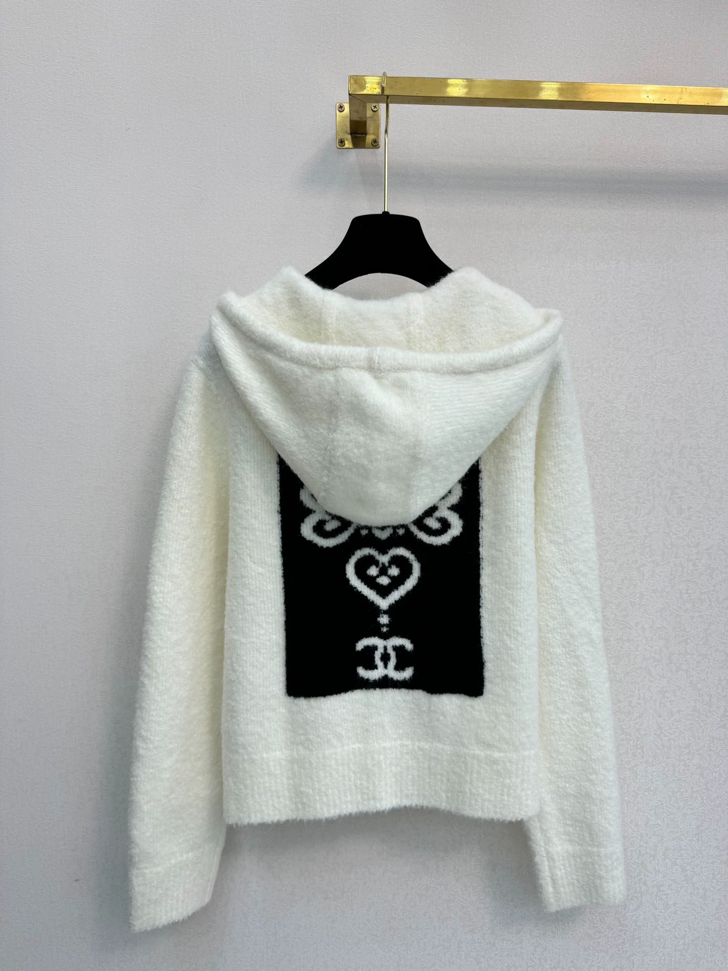 Knitted hooded zipper jacket