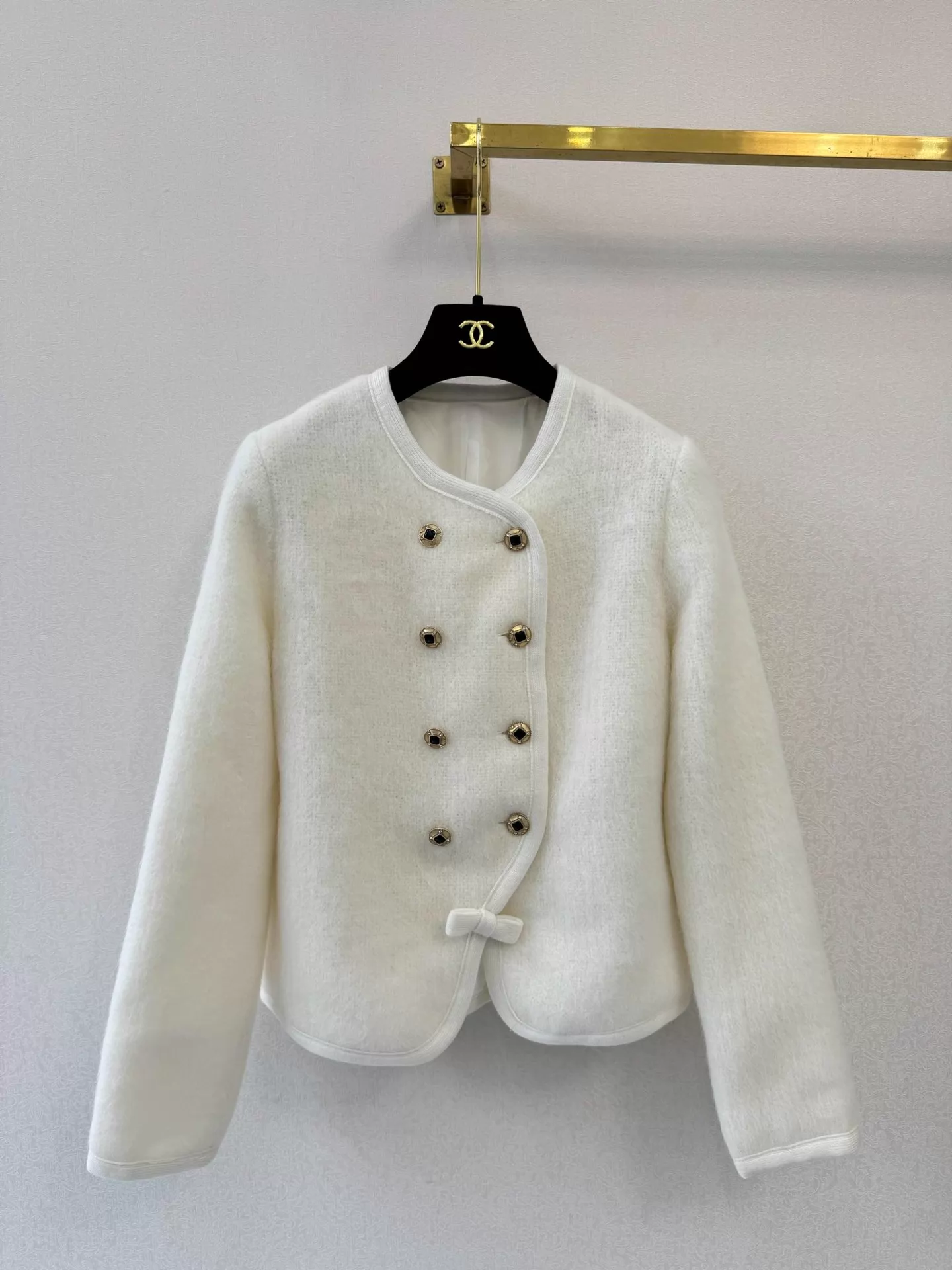 Round neck woolen dress jacket