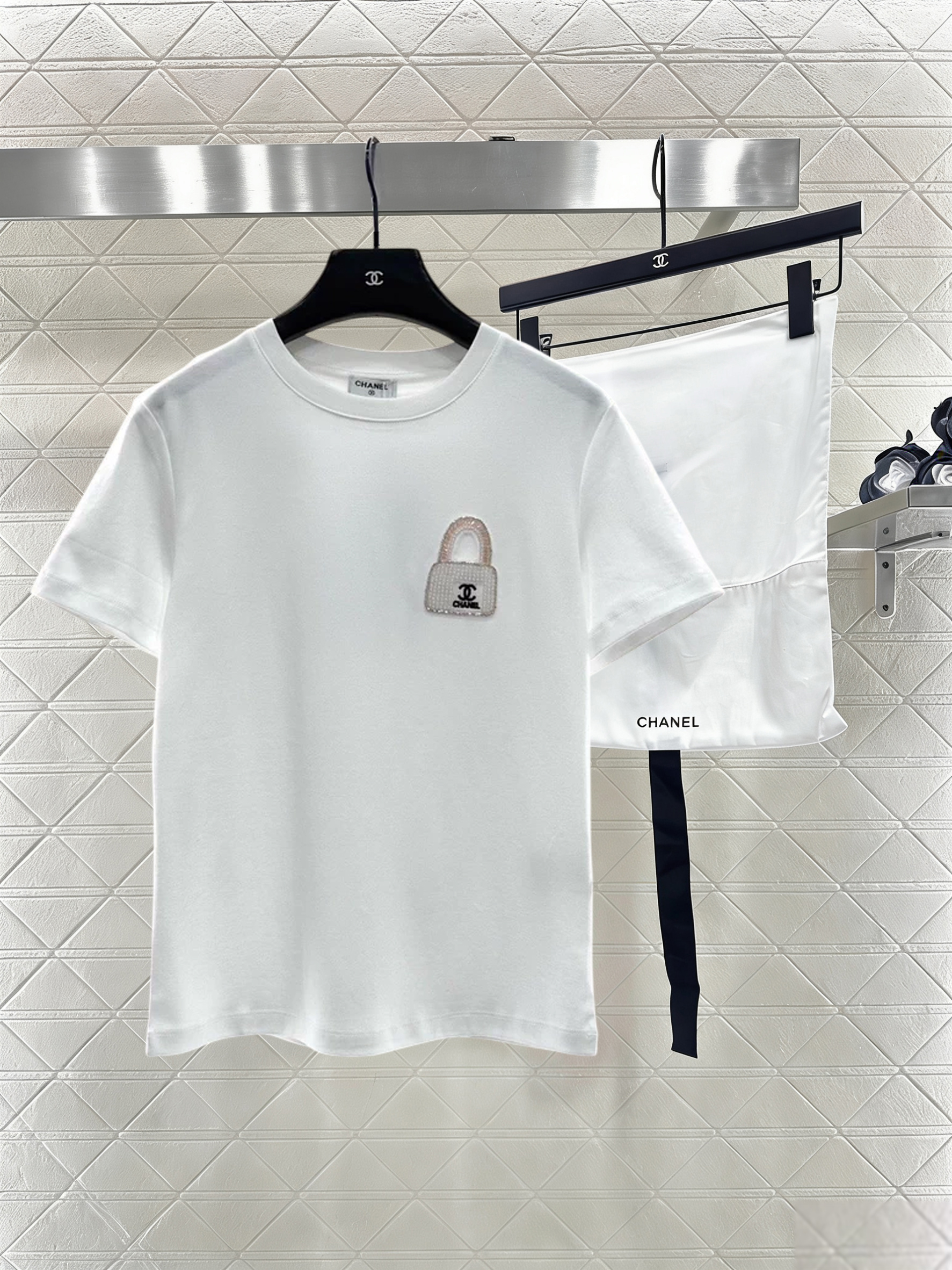 Rhinestone Beaded Logo T-Shirt