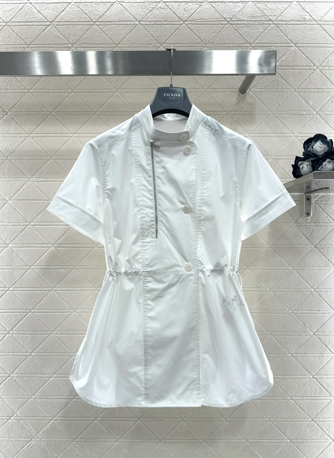 Stand Collar Deconstructed Shirt Dress