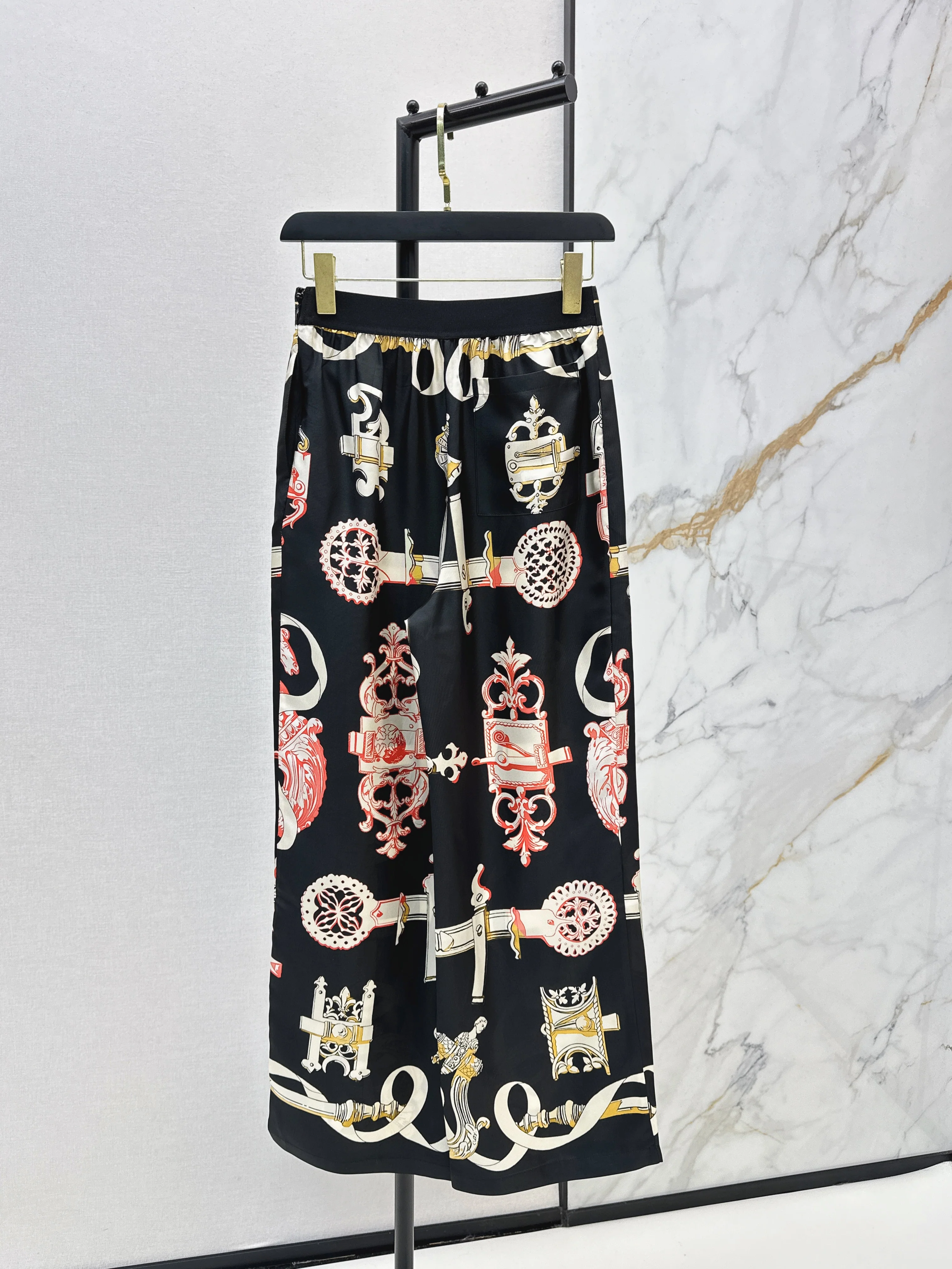 Silk Wide-Leg Straight-Leg Pants