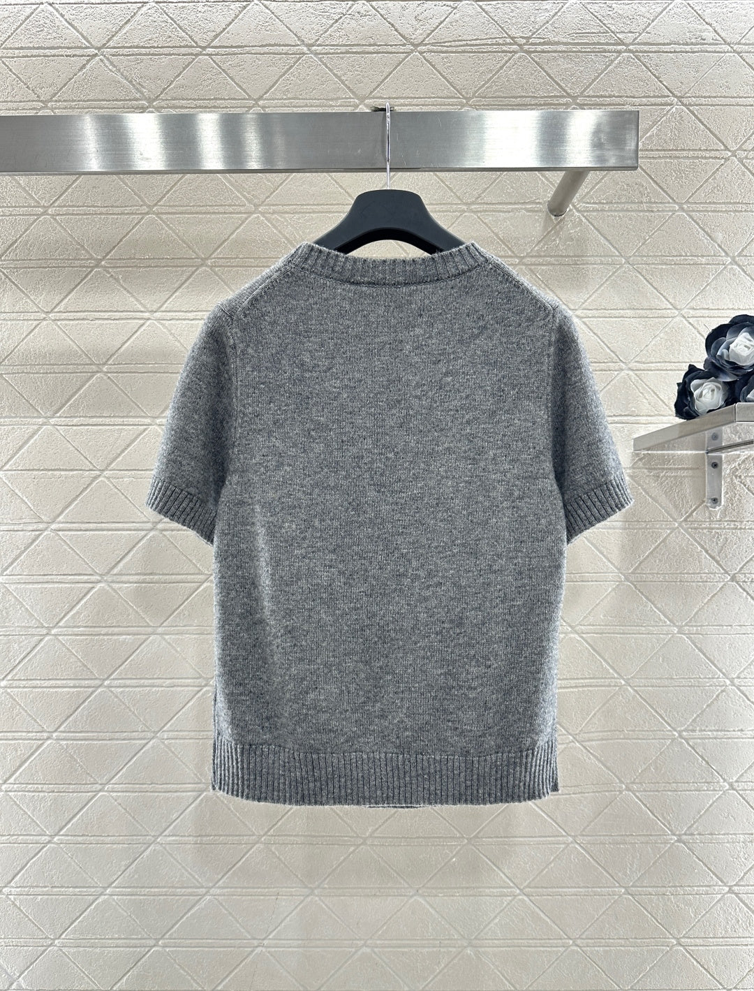 Jacquard Horsehead Short-Sleeve Sweater