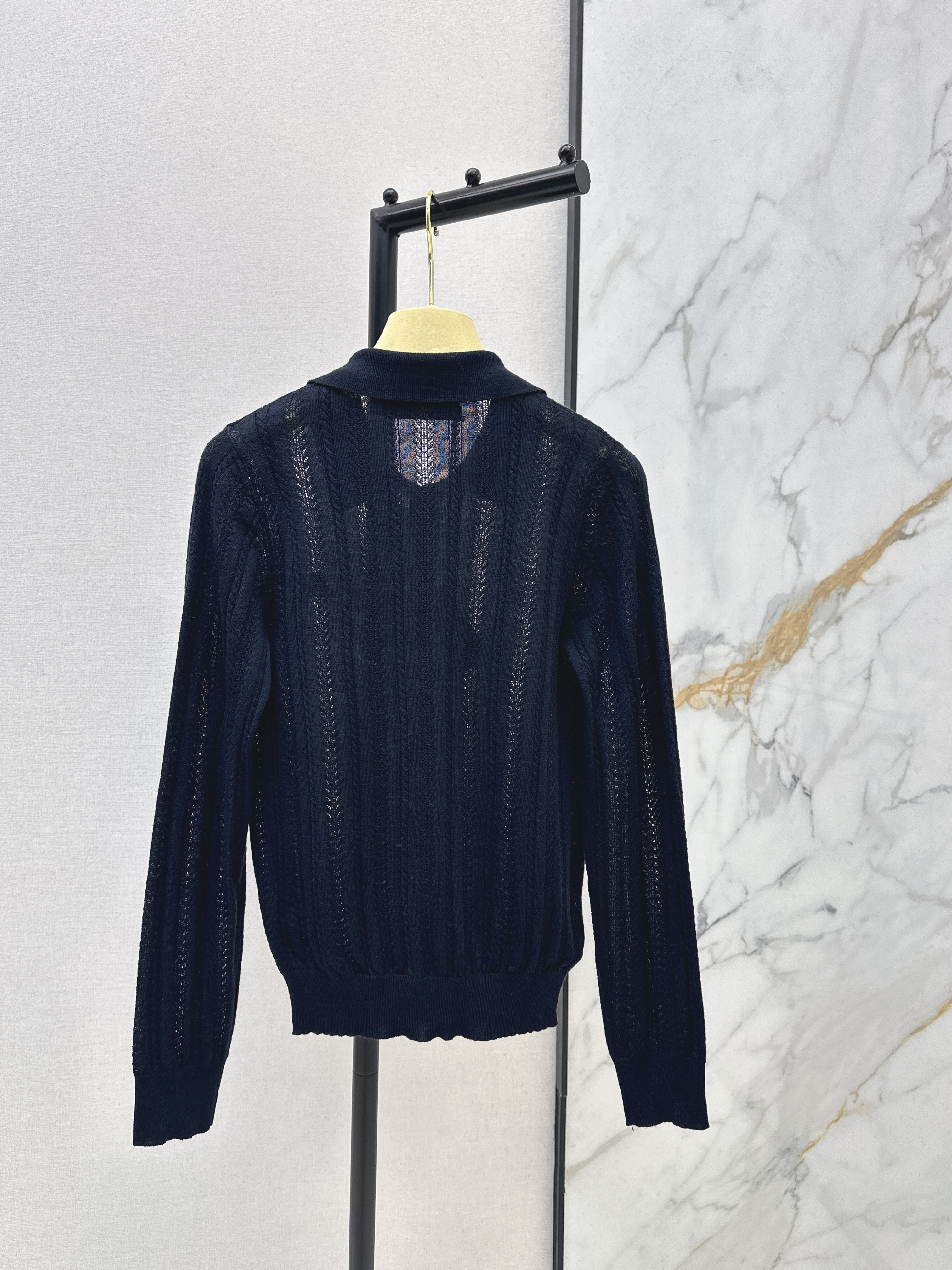 Collared Cashmere Knit Cardigan