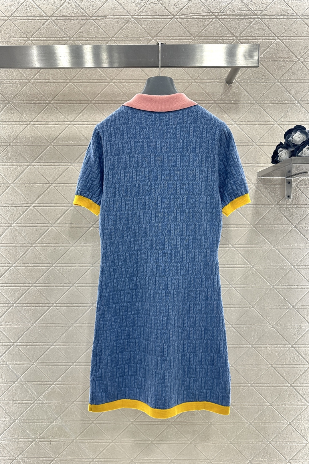 Jacquard Knit Short-Sleeve Dress