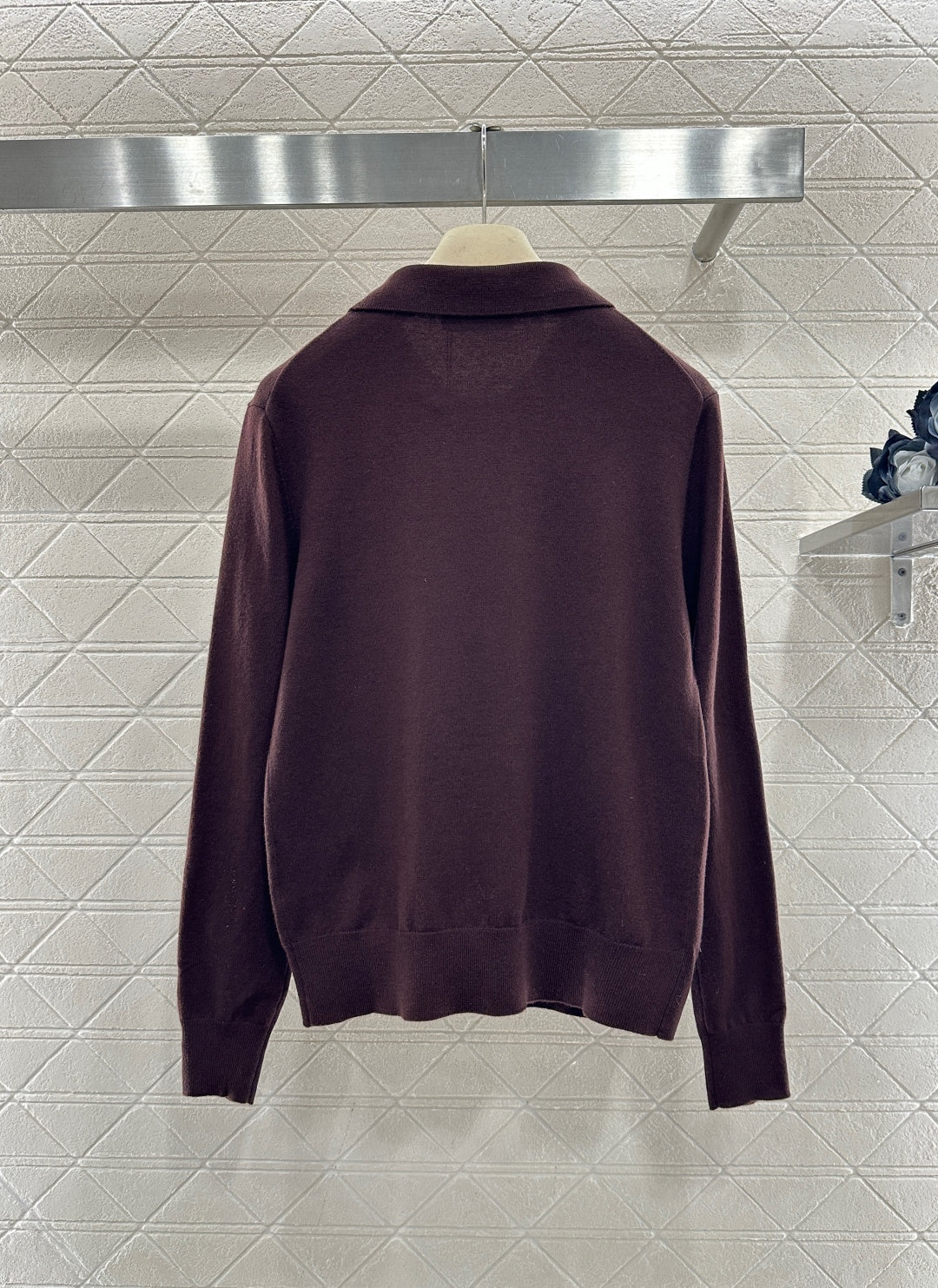 Knit Half-Open Collar Long Sleeve