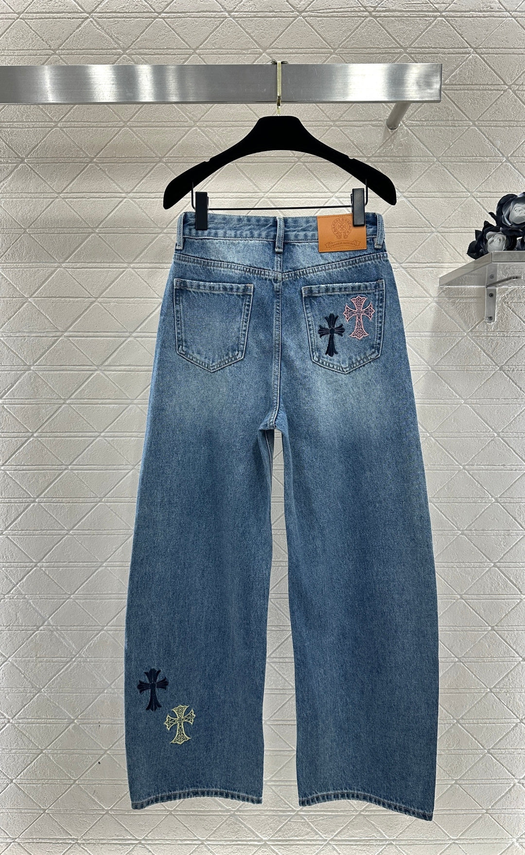 Denim Embroidered Trousers