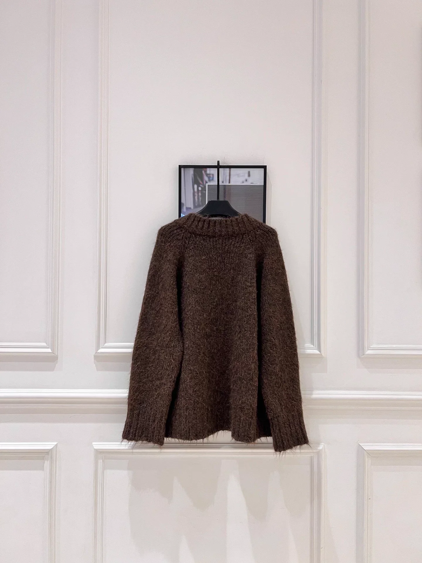 Raccoon fleece blend knit cardigan