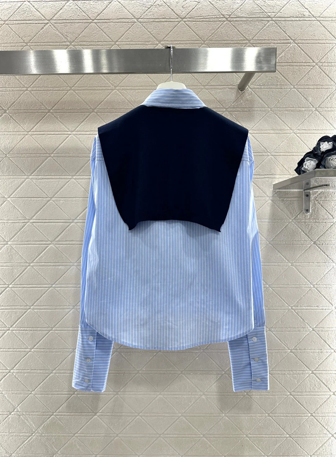 Shawl Collar Two-Piece Striped Shirt