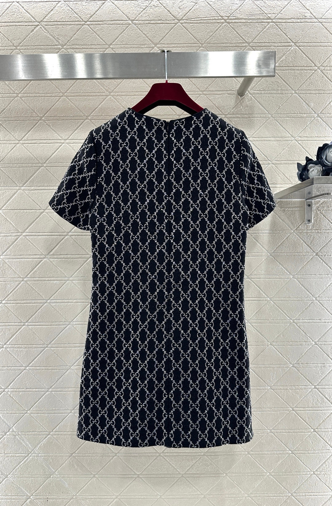 Rhinestone-embellished Short-Sleeve Dress