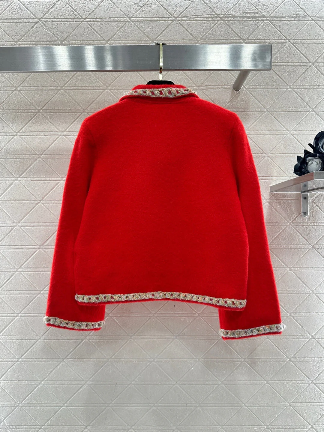 Knitted Cardigan with Braided Trim