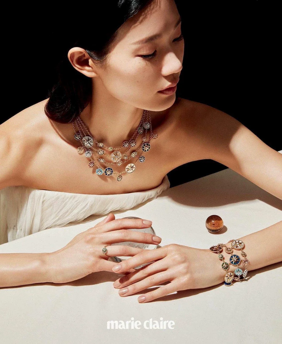 Multi layer compass necklace