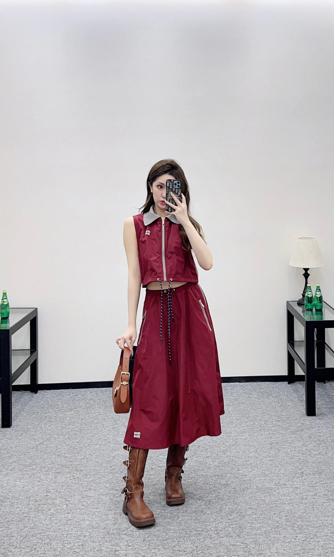 Lapel Vest and Skirt Set