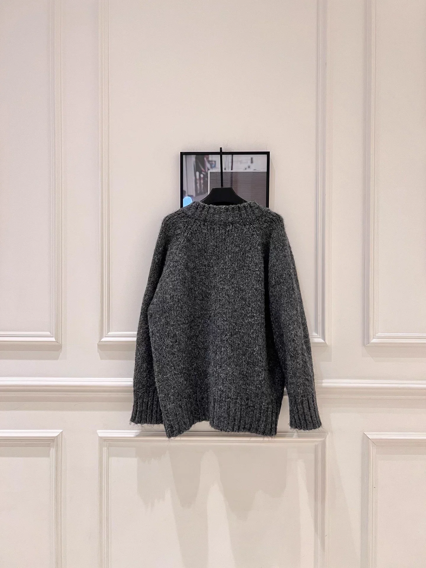 Raccoon fleece blend knit cardigan