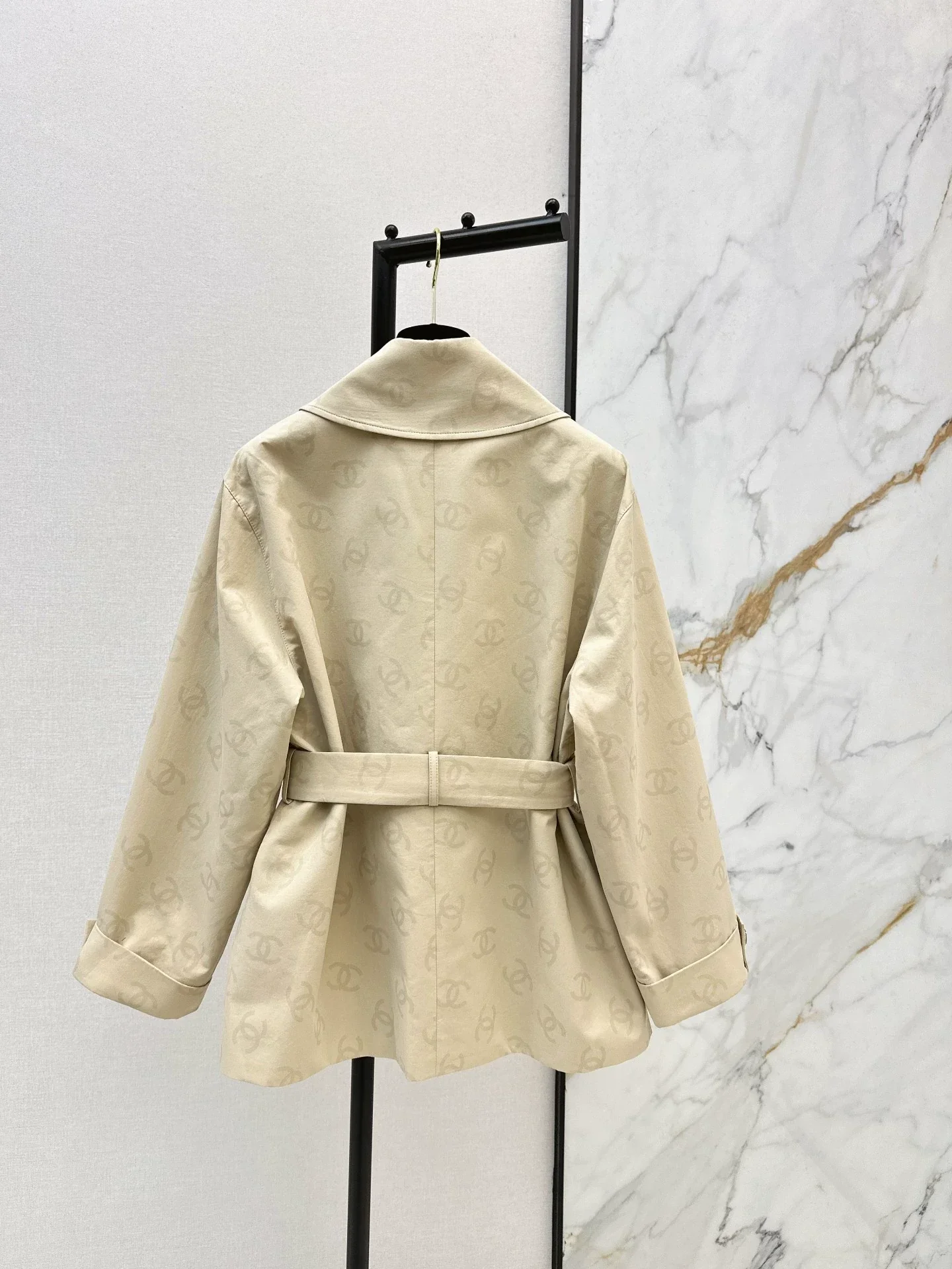 Jacquard Mid-Length Trench Coat