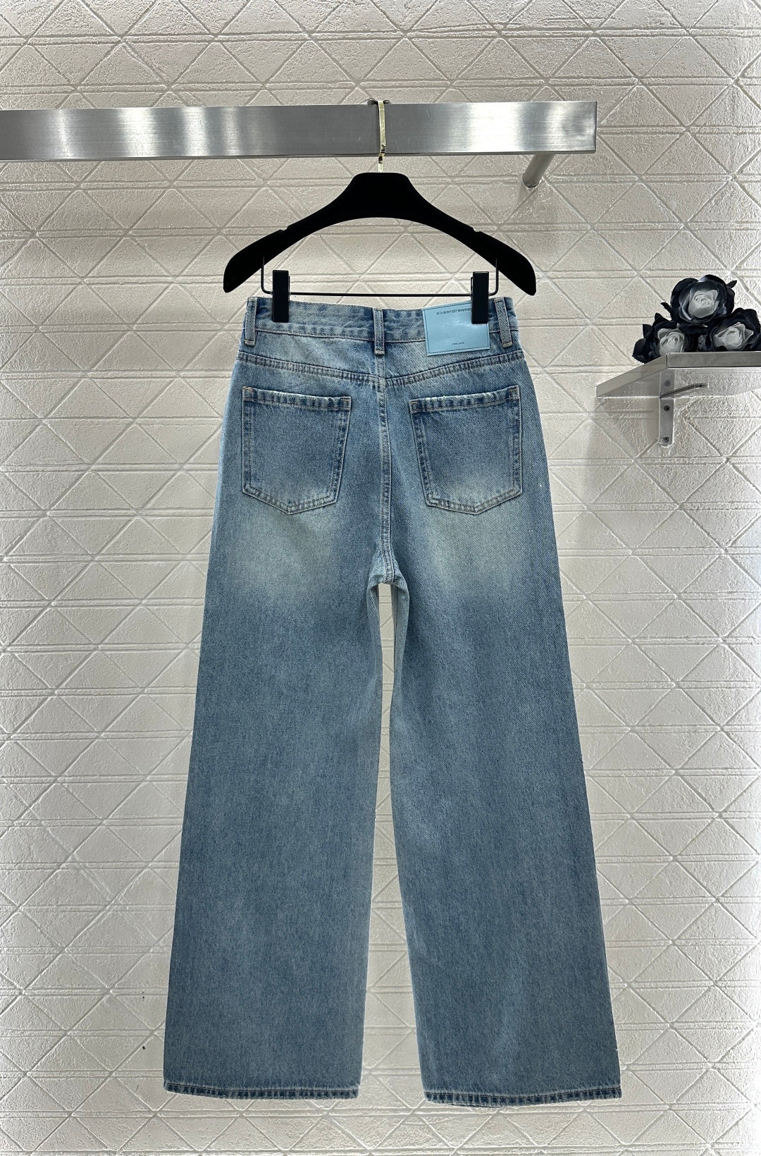 Rhinestone Straight-Leg Pants