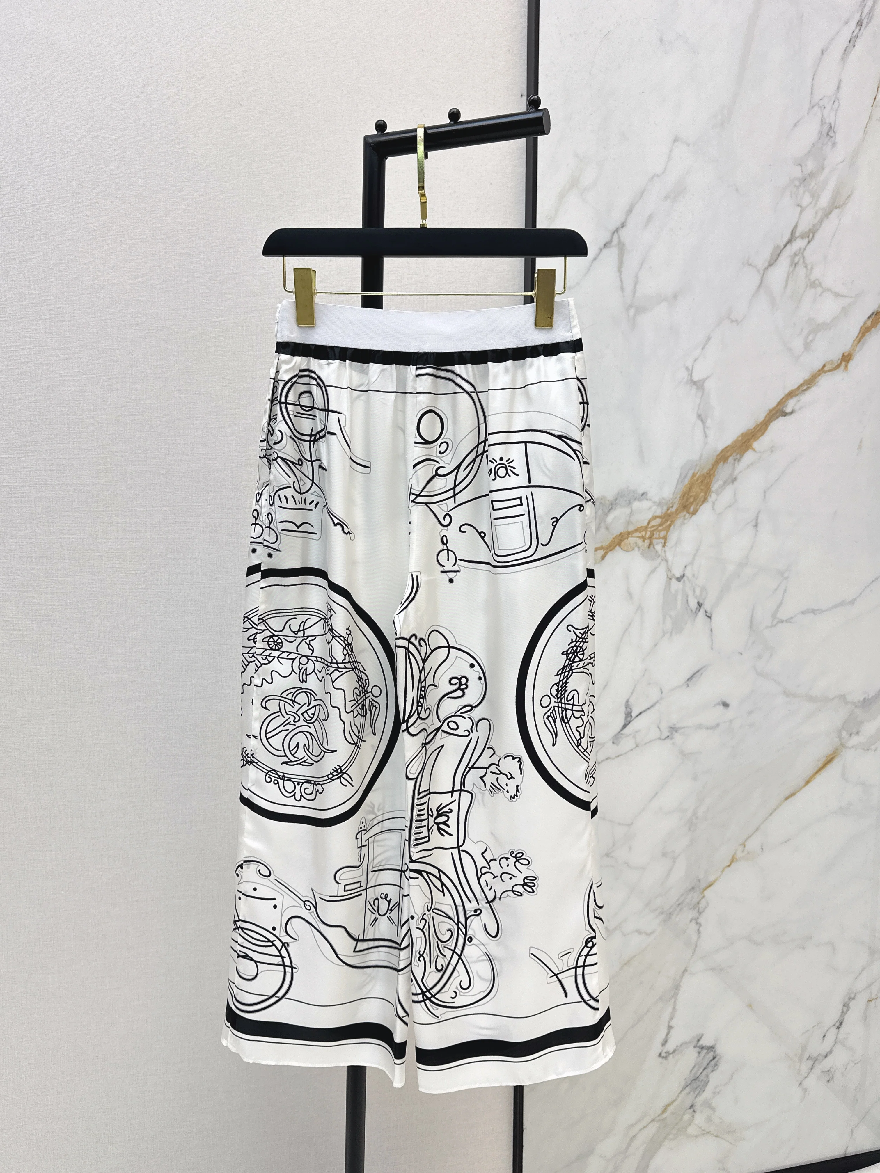 Silk Wide-Leg Straight-Leg Pants