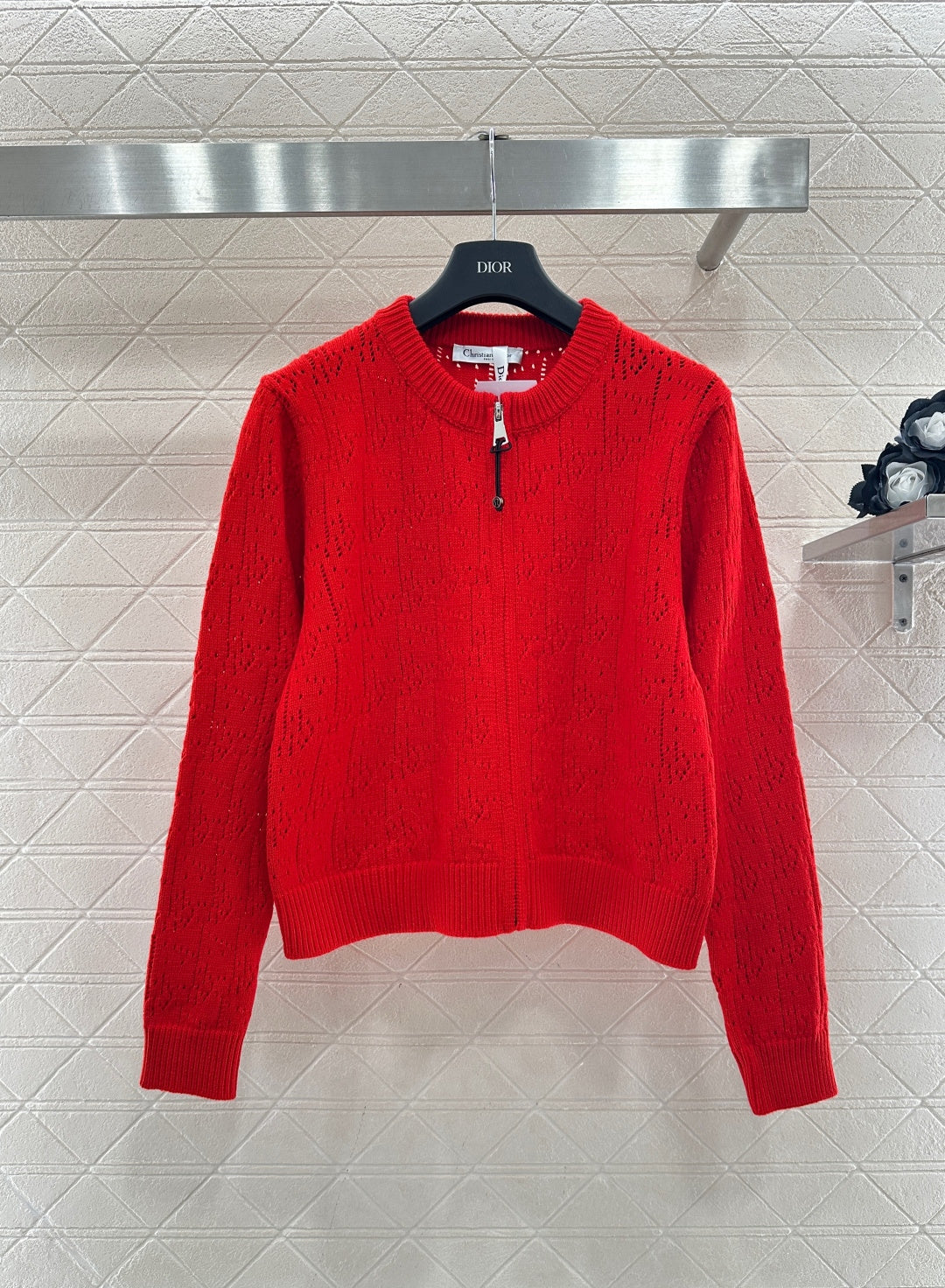 Openwork Letter Knit Cardigan