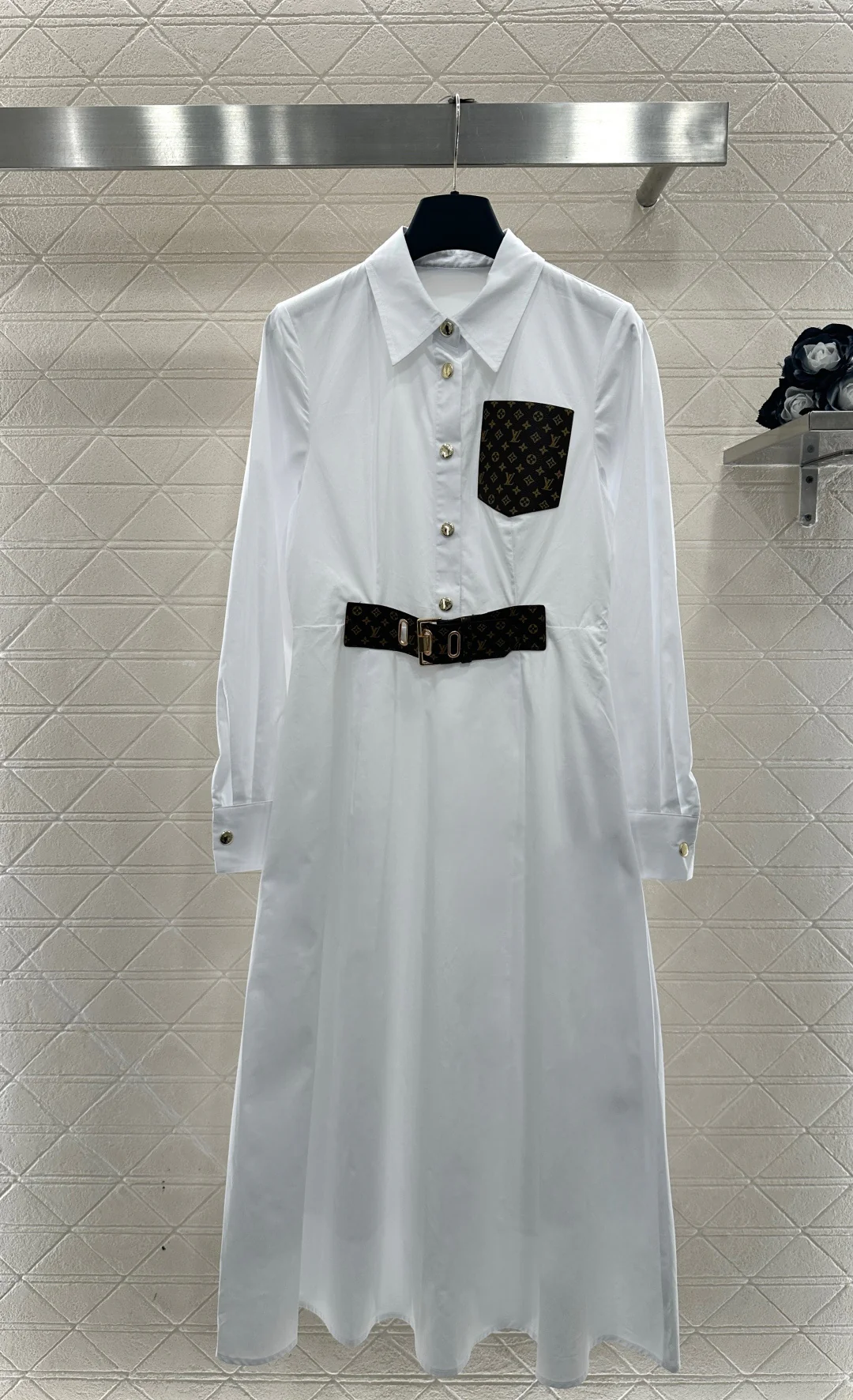 Located Shirt Dress with Belt