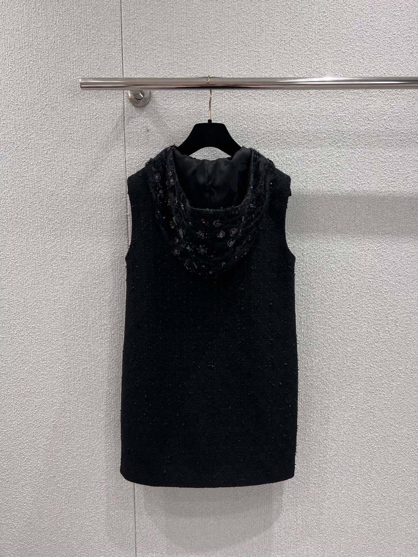 Beaded Hooded Tweed Dress