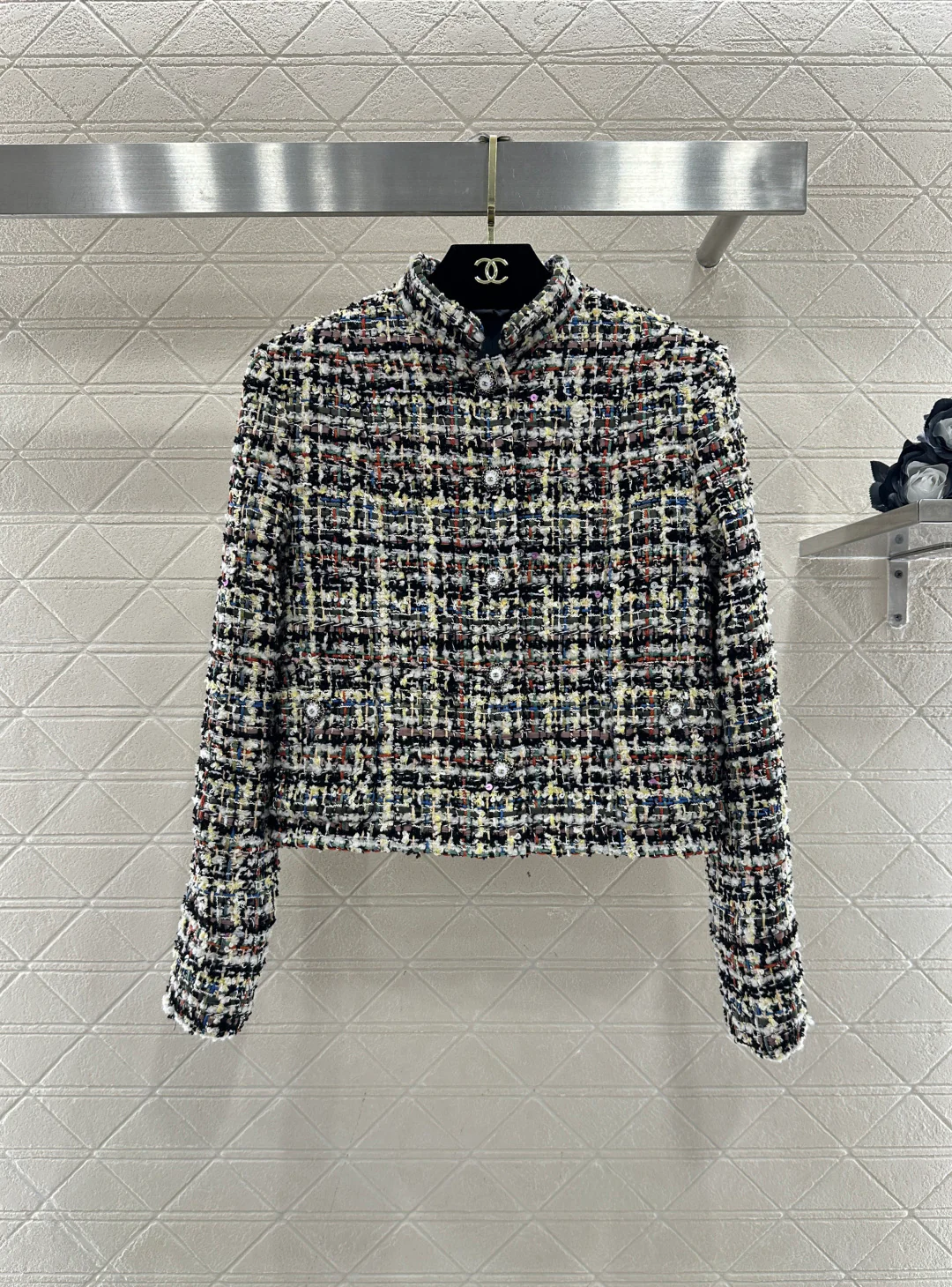 Stand Collar Colorful Jacket/Skirt