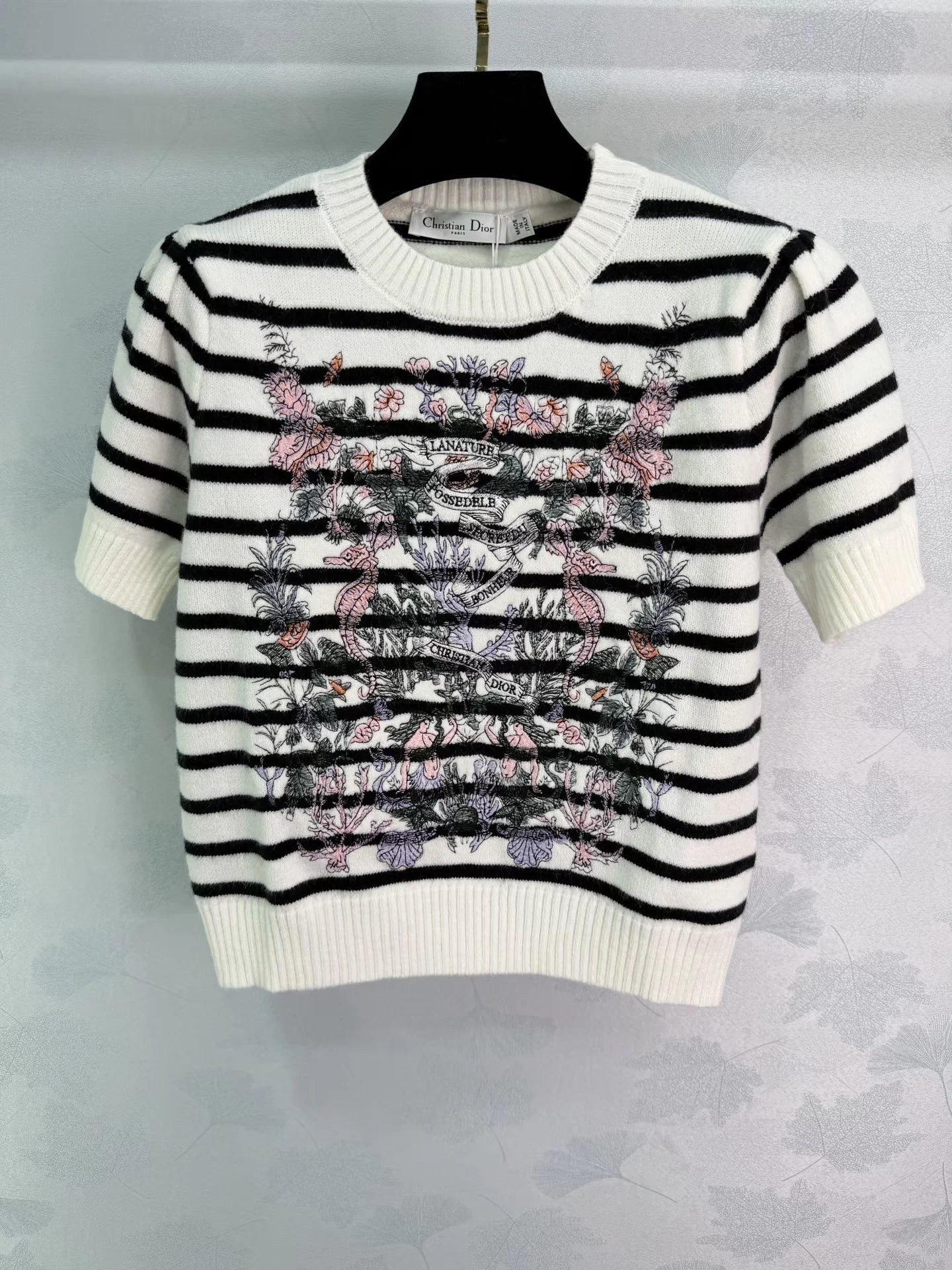Striped Floral Short-Sleeve T-Shirt